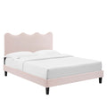Current Performance Velvet Queen Platform Bed - Pink (MOD-6735-PNK)