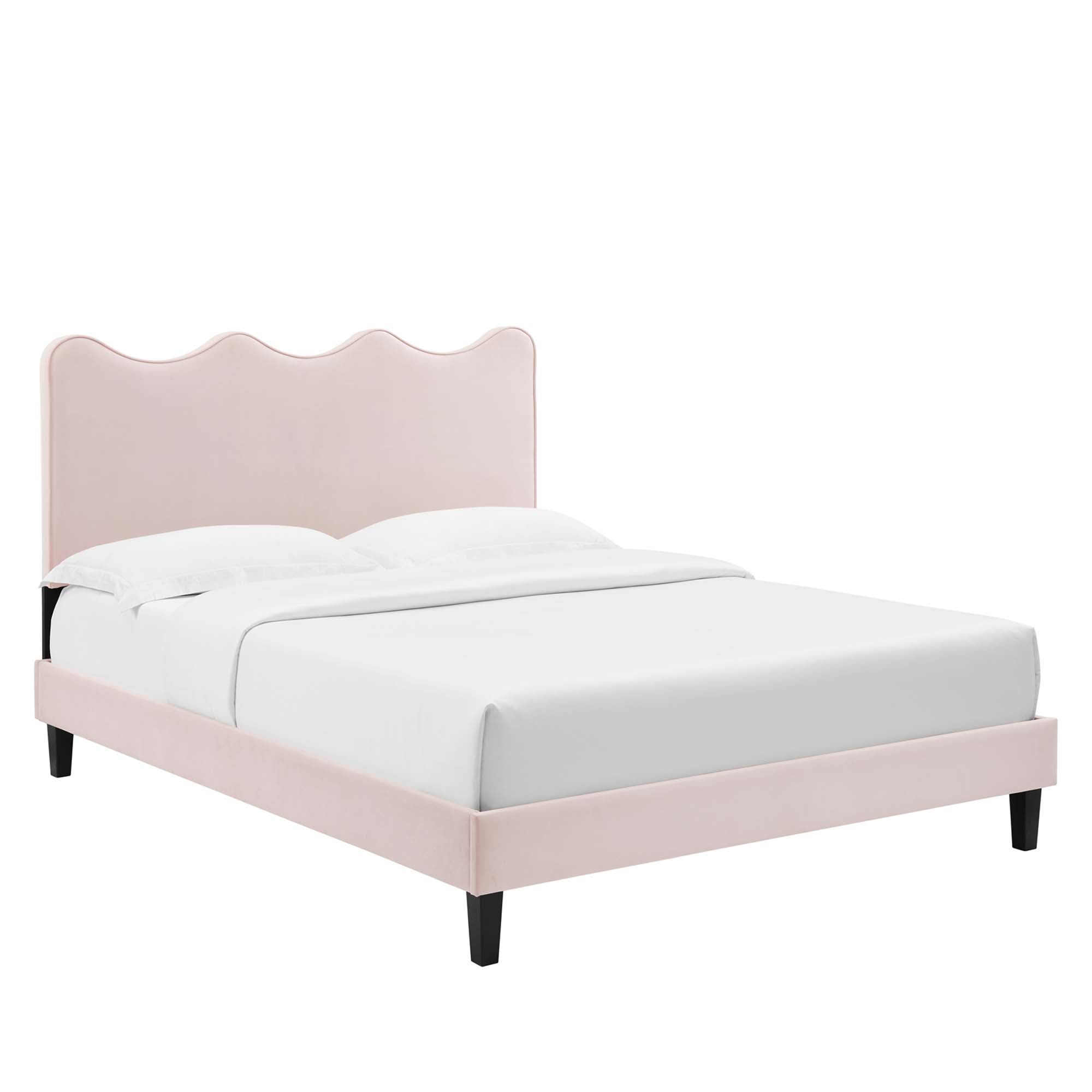 Current Performance Velvet Queen Platform Bed - Pink (MOD-6735-PNK)