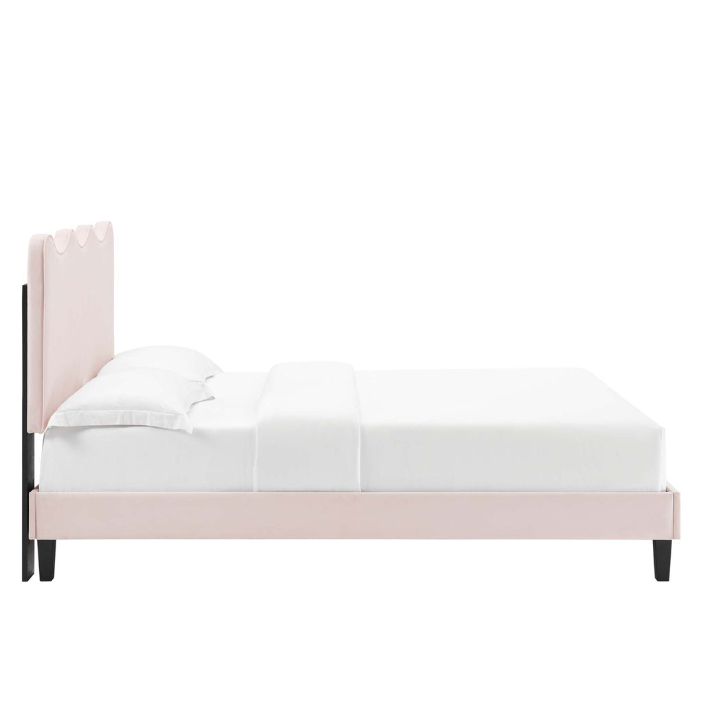 Current Performance Velvet Queen Platform Bed - Pink (MOD-6735-PNK)