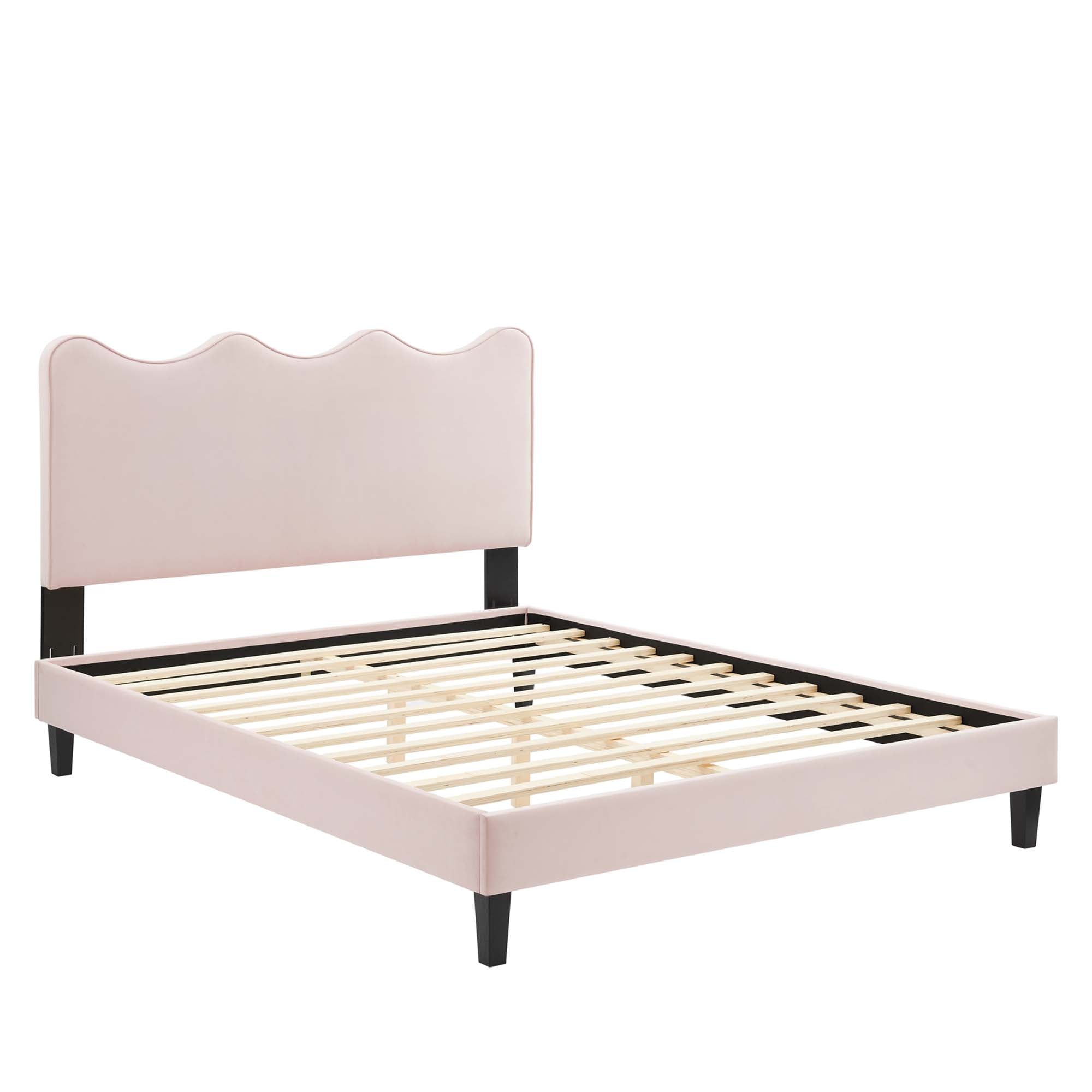 Current Performance Velvet Queen Platform Bed - Pink (MOD-6735-PNK)