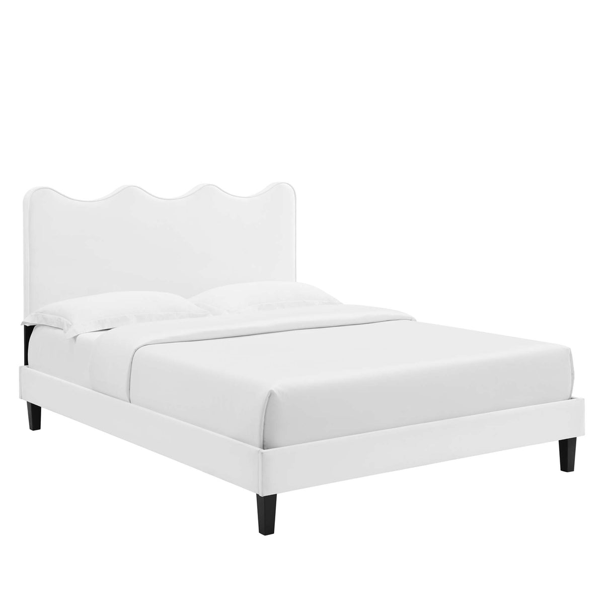 Current Performance Velvet Queen Platform Bed - White (MOD-6735-WHI)