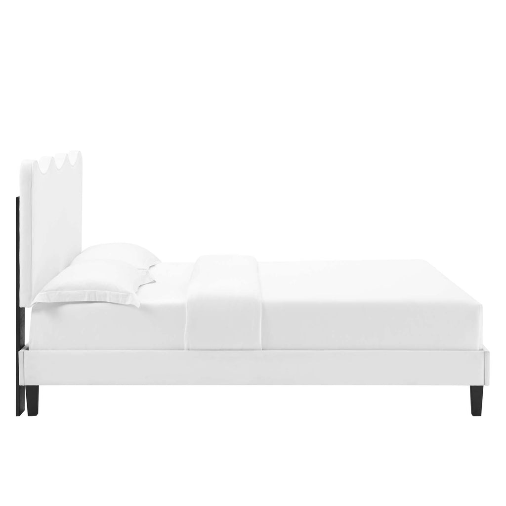 Current Performance Velvet Queen Platform Bed - White (MOD-6735-WHI)