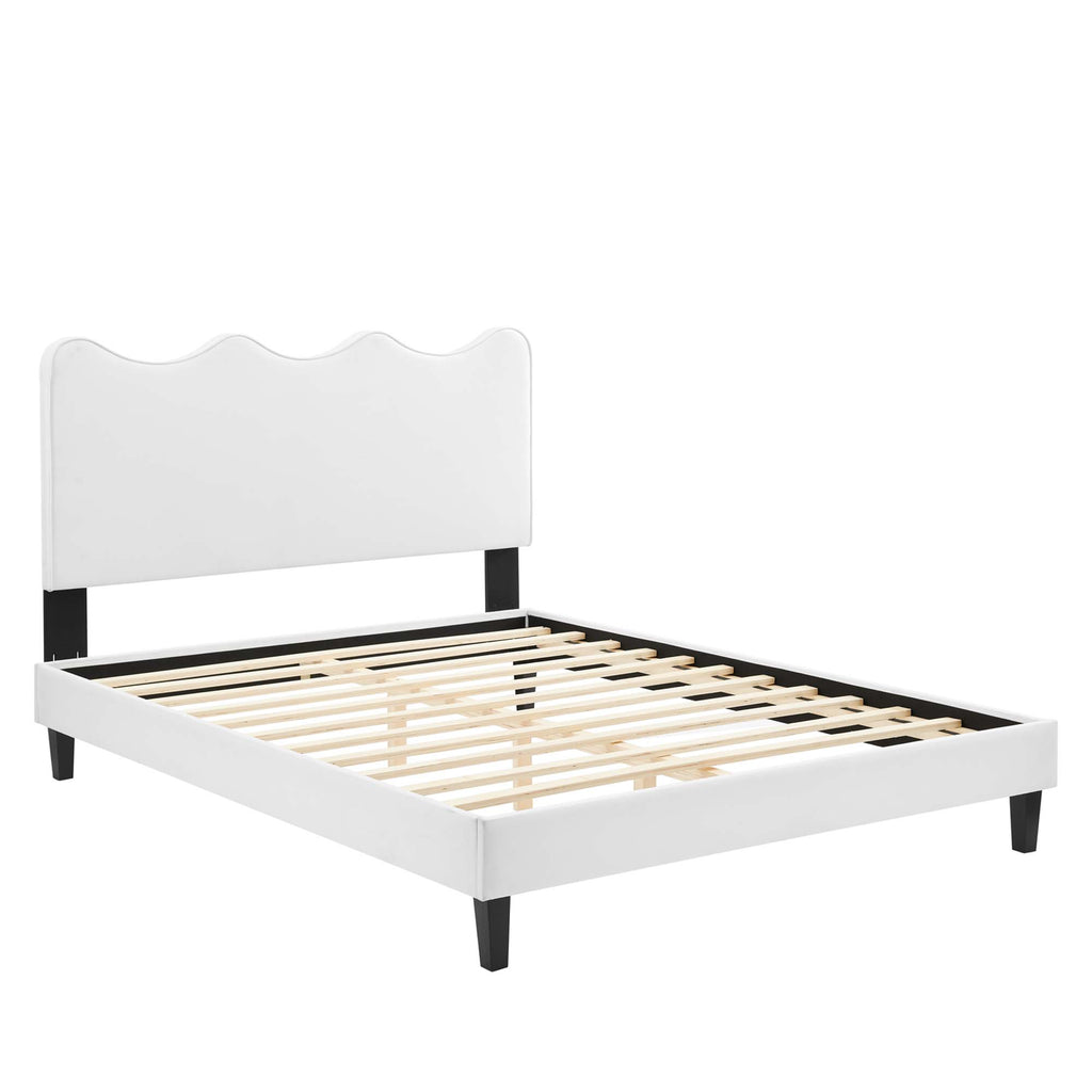 Current Performance Velvet Queen Platform Bed - White (MOD-6735-WHI)