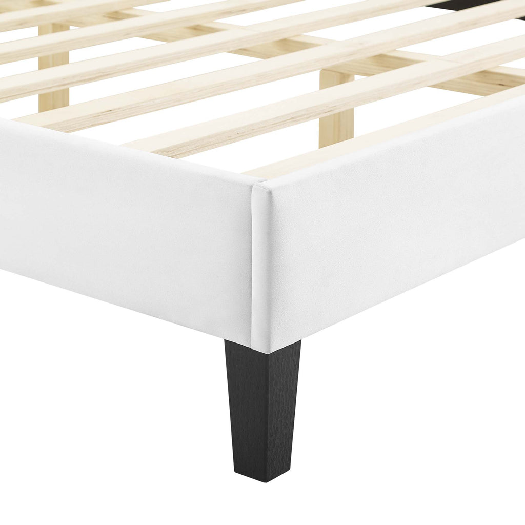 Current Performance Velvet Queen Platform Bed - White (MOD-6735-WHI)