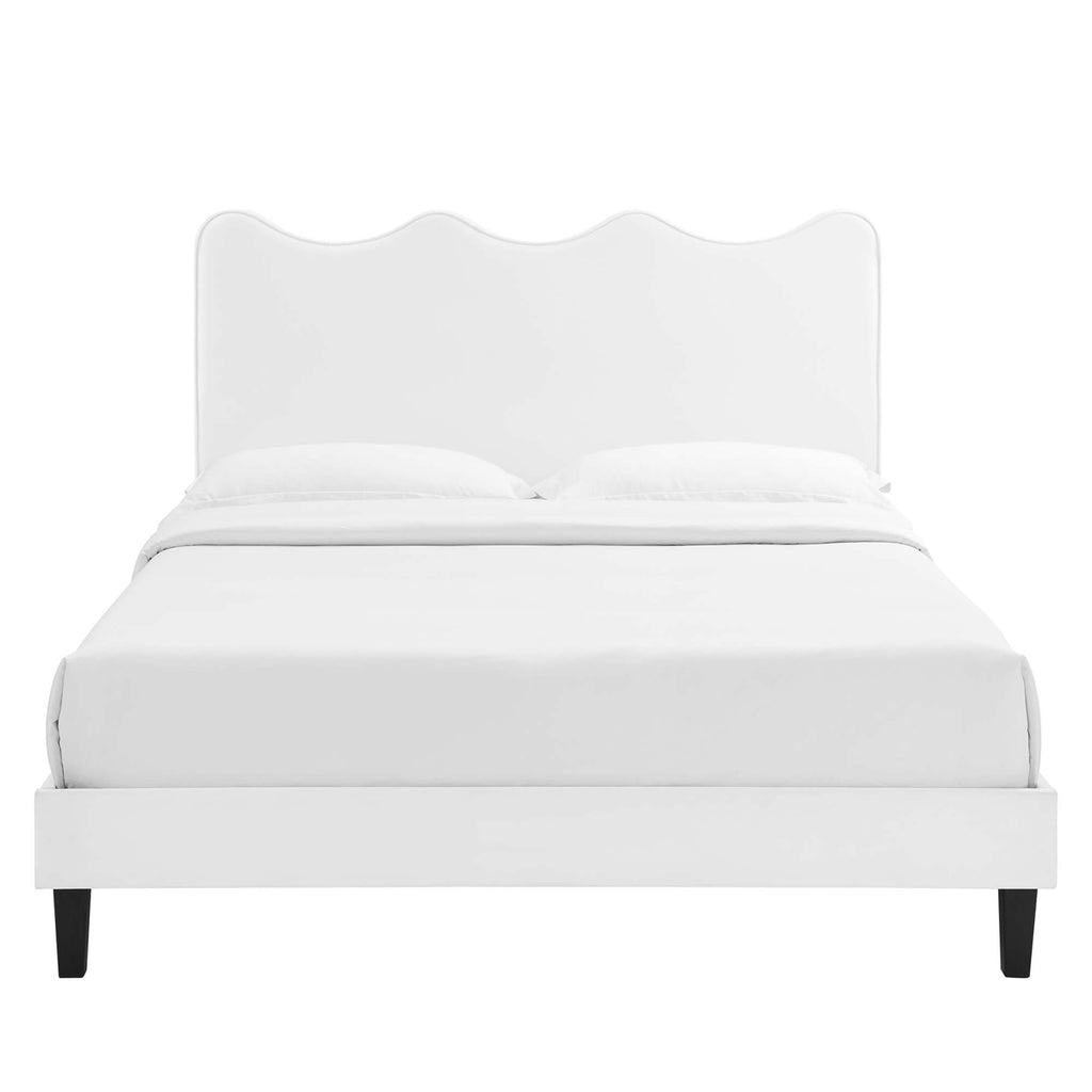 Current Performance Velvet Queen Platform Bed - White (MOD-6735-WHI)