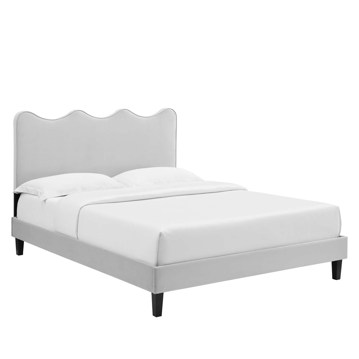 Current Performance Velvet King Platform Bed - Light Gray