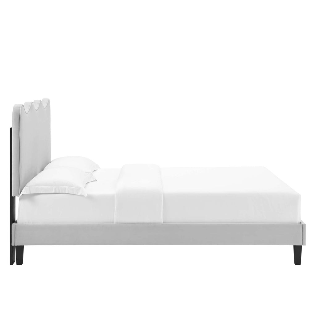 Current Performance Velvet King Platform Bed - Light Gray