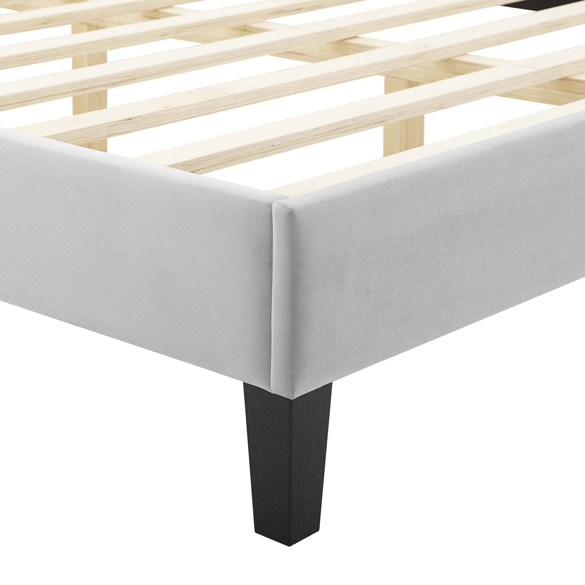 Current Performance Velvet King Platform Bed - Light Gray