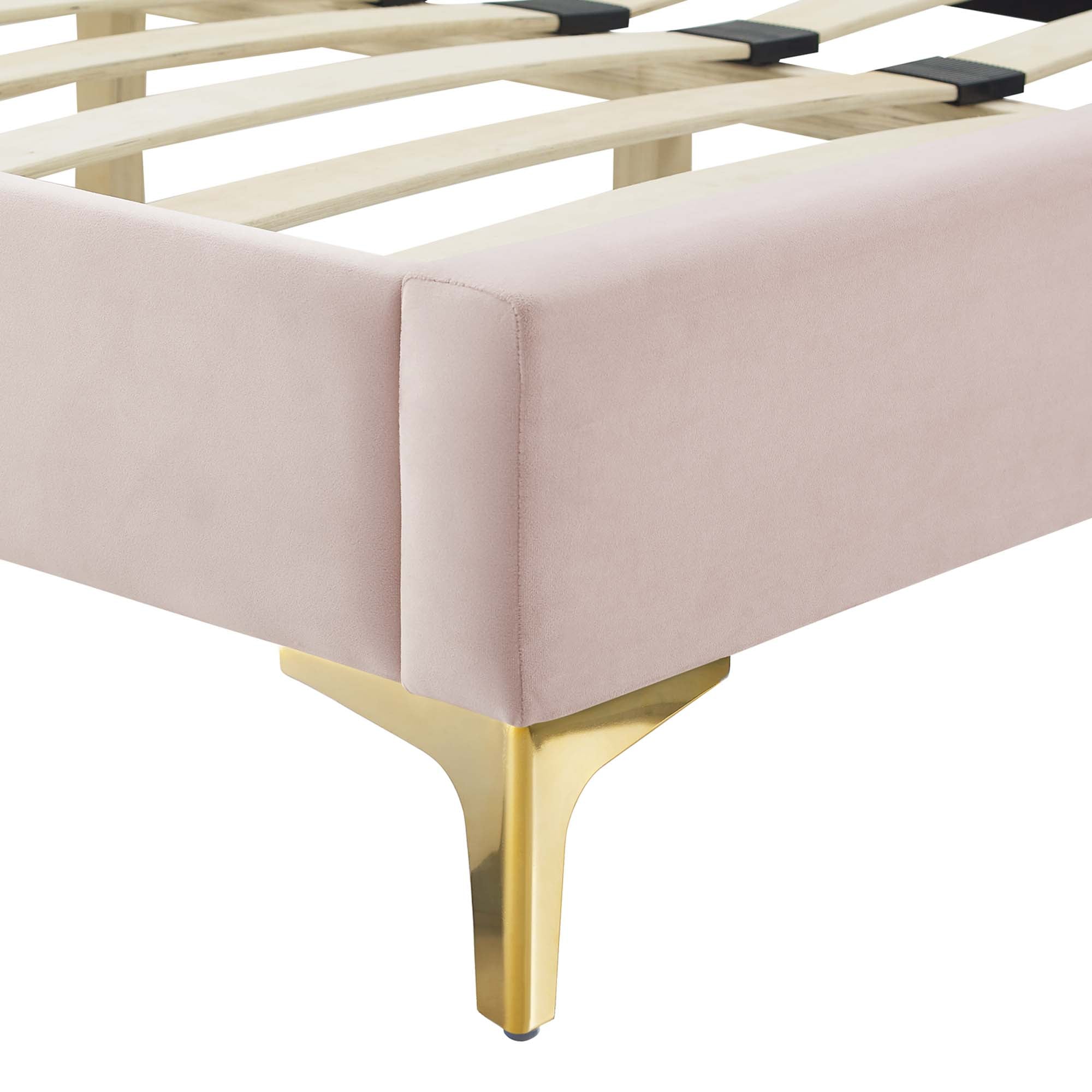 Gwyneth Tufted Performance Velvet Queen Platform Bed - Pink (MOD-6751-PNK)