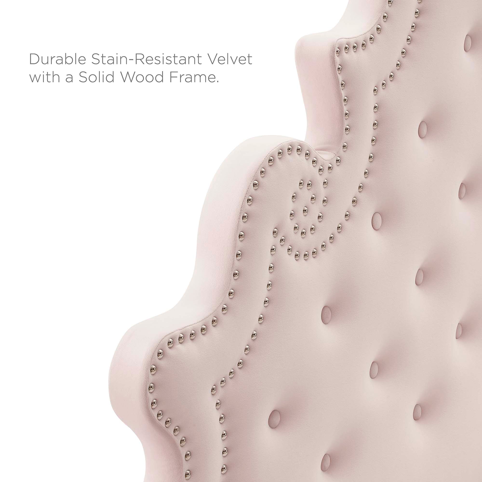 Gwyneth Tufted Performance Velvet Queen Platform Bed - Pink (MOD-6751-PNK)