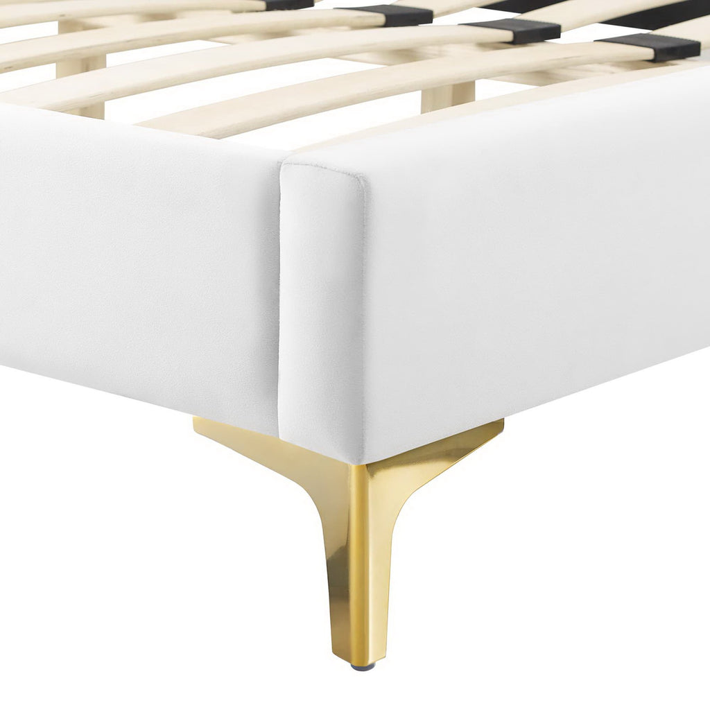 Gwyneth Tufted Performance Velvet Queen Platform Bed - White (MOD-6751-WHI)