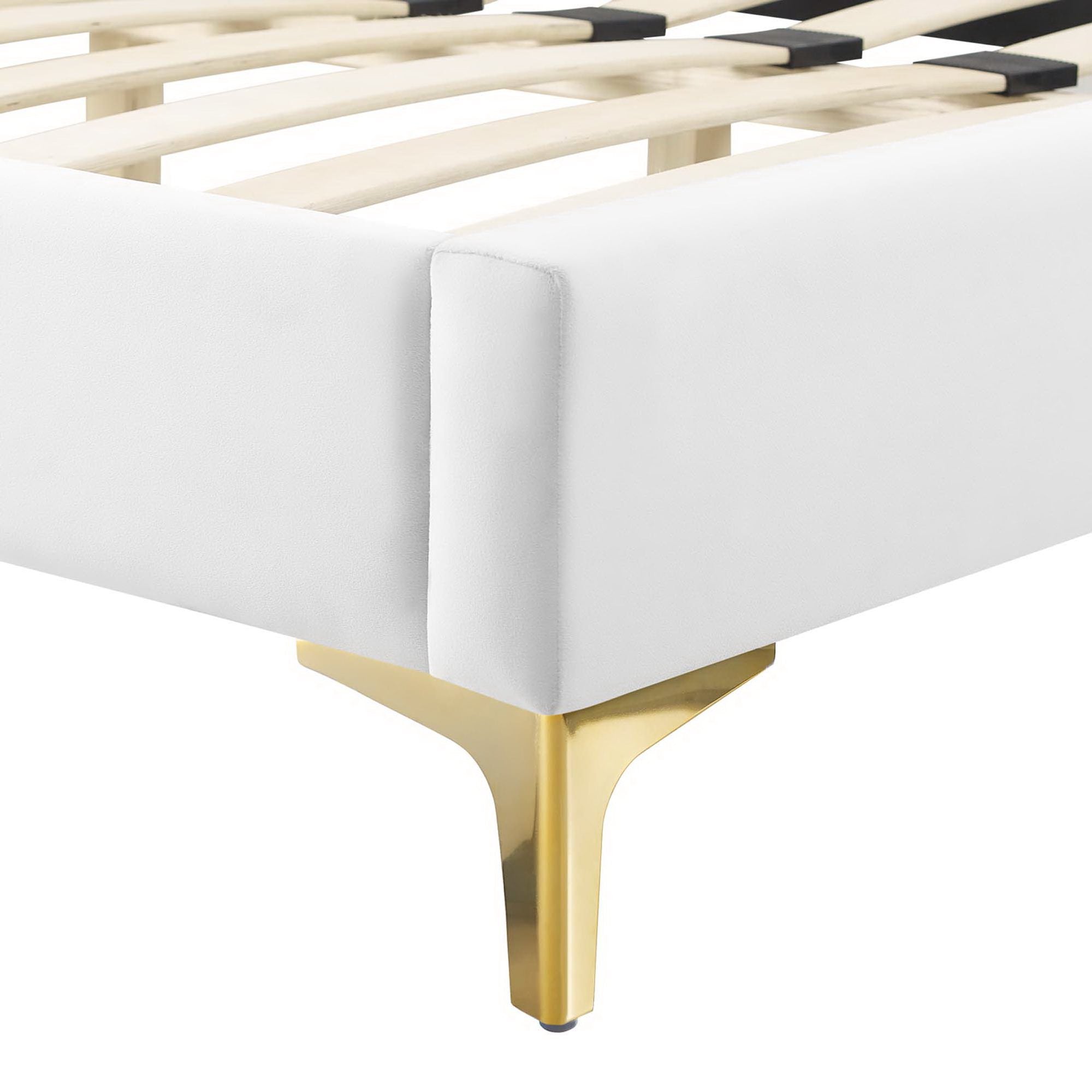 Gwyneth Tufted Performance Velvet Queen Platform Bed - White (MOD-6751-WHI)