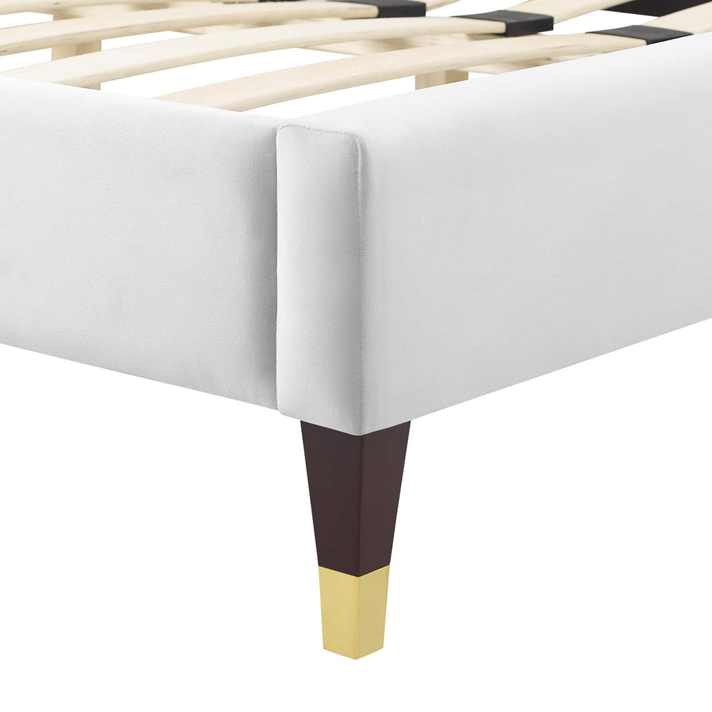 Gwyneth Tufted Performance Velvet Queen Platform Bed - White (MOD-6752-WHI)