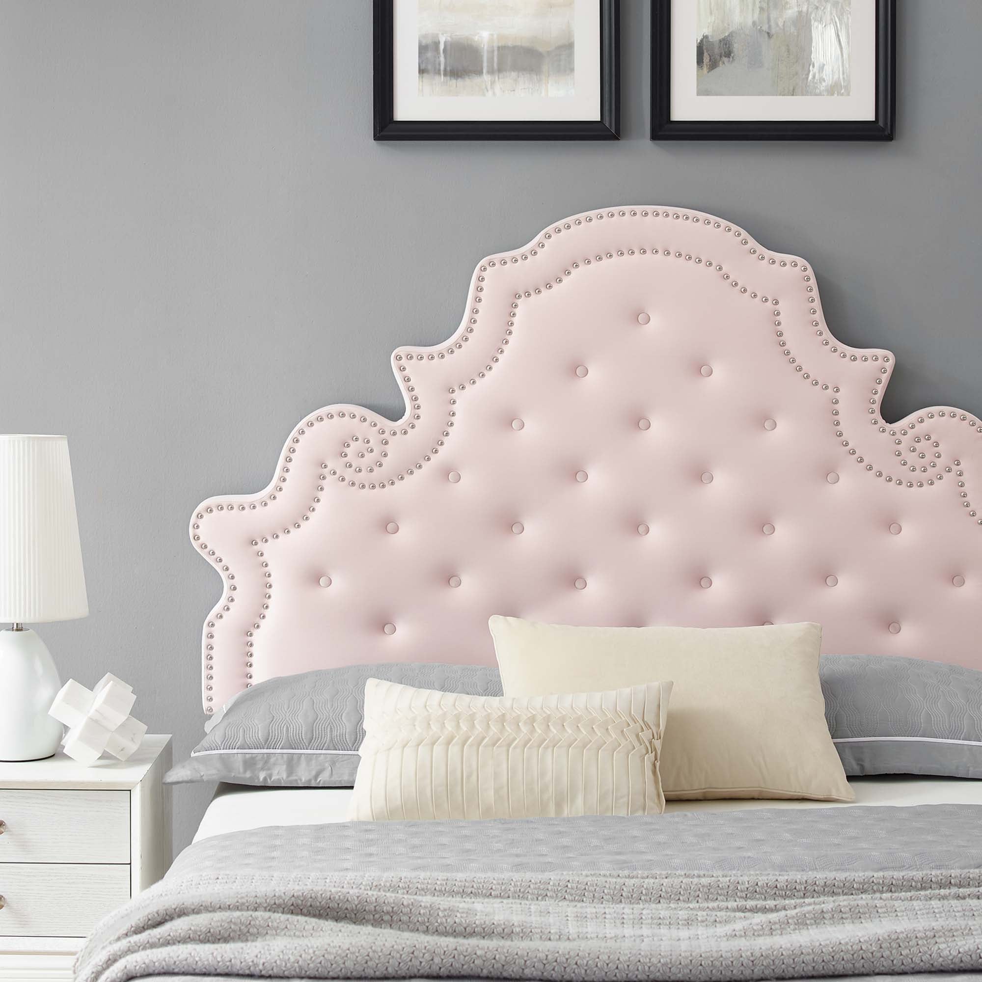 Gwyneth Tufted Performance Velvet Queen Platform Bed - Pink (MOD-6753-PNK)
