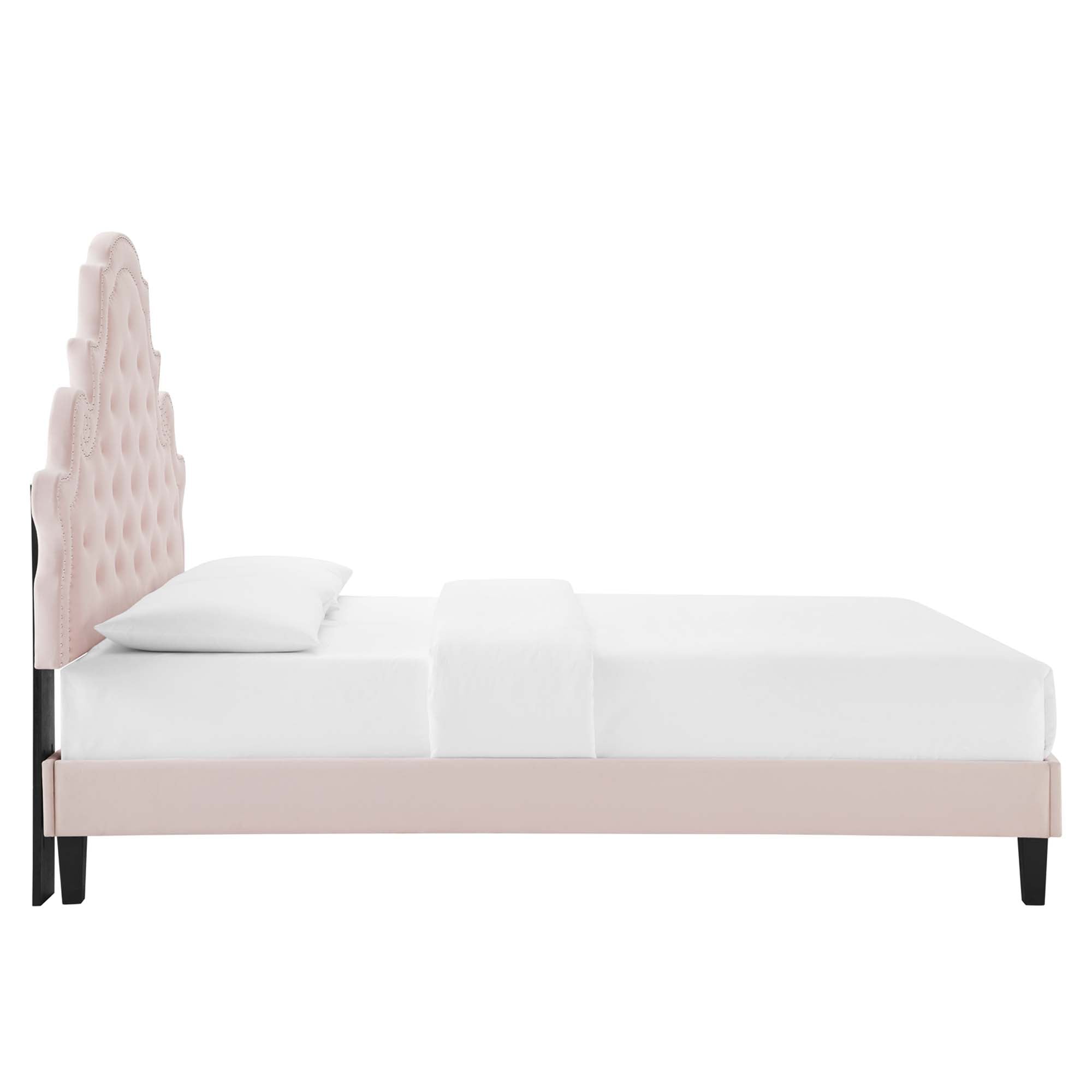 Gwyneth Tufted Performance Velvet Queen Platform Bed - Pink (MOD-6753-PNK)