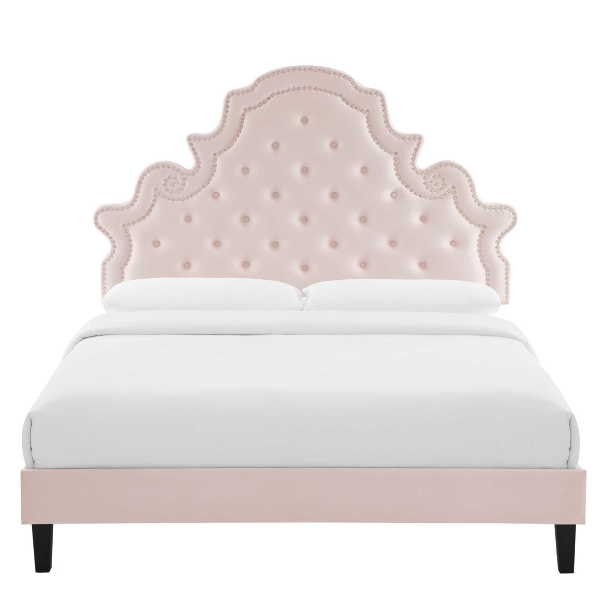 Gwyneth Tufted Performance Velvet Queen Platform Bed - Pink (MOD-6753-PNK)