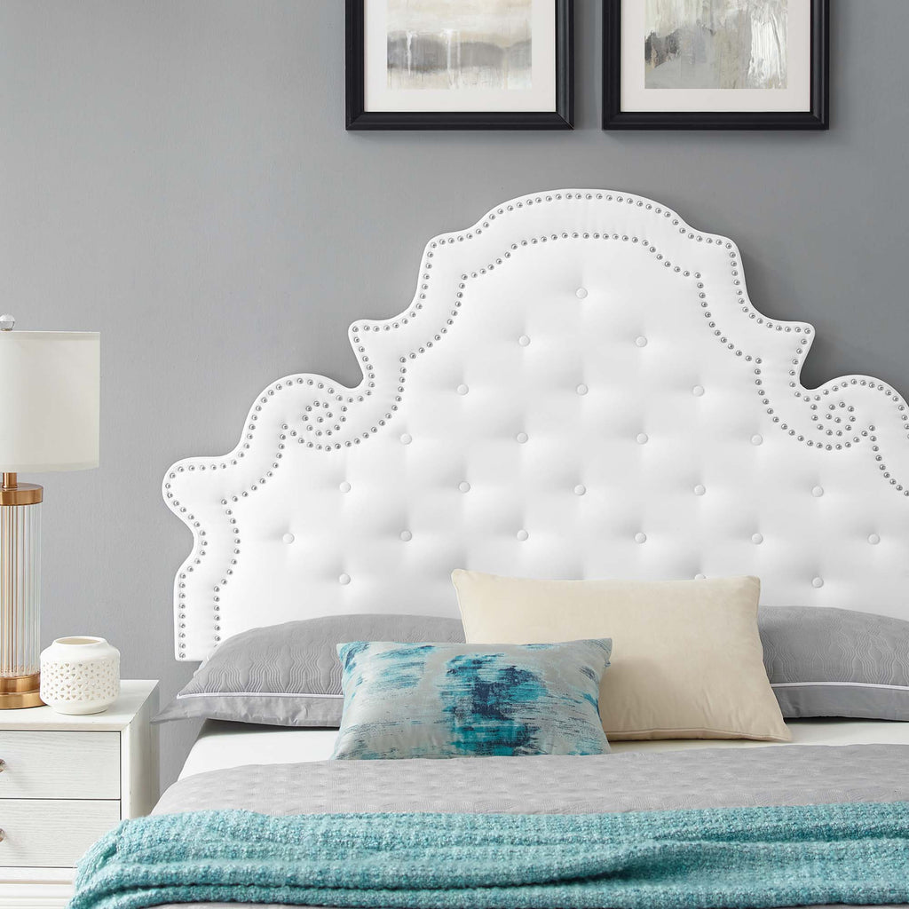 Gwyneth Tufted Performance Velvet Queen Platform Bed - White (MOD-6753-WHI)