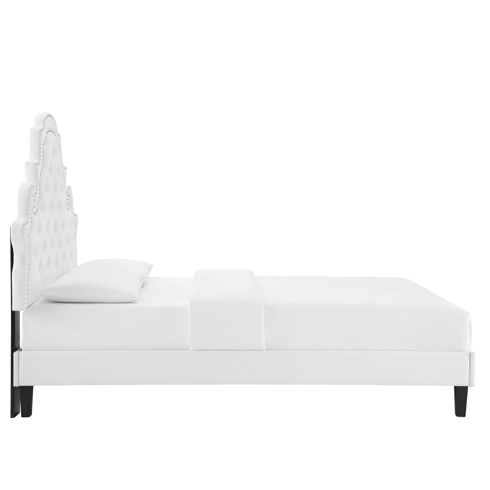 Gwyneth Tufted Performance Velvet Queen Platform Bed - White (MOD-6753-WHI)