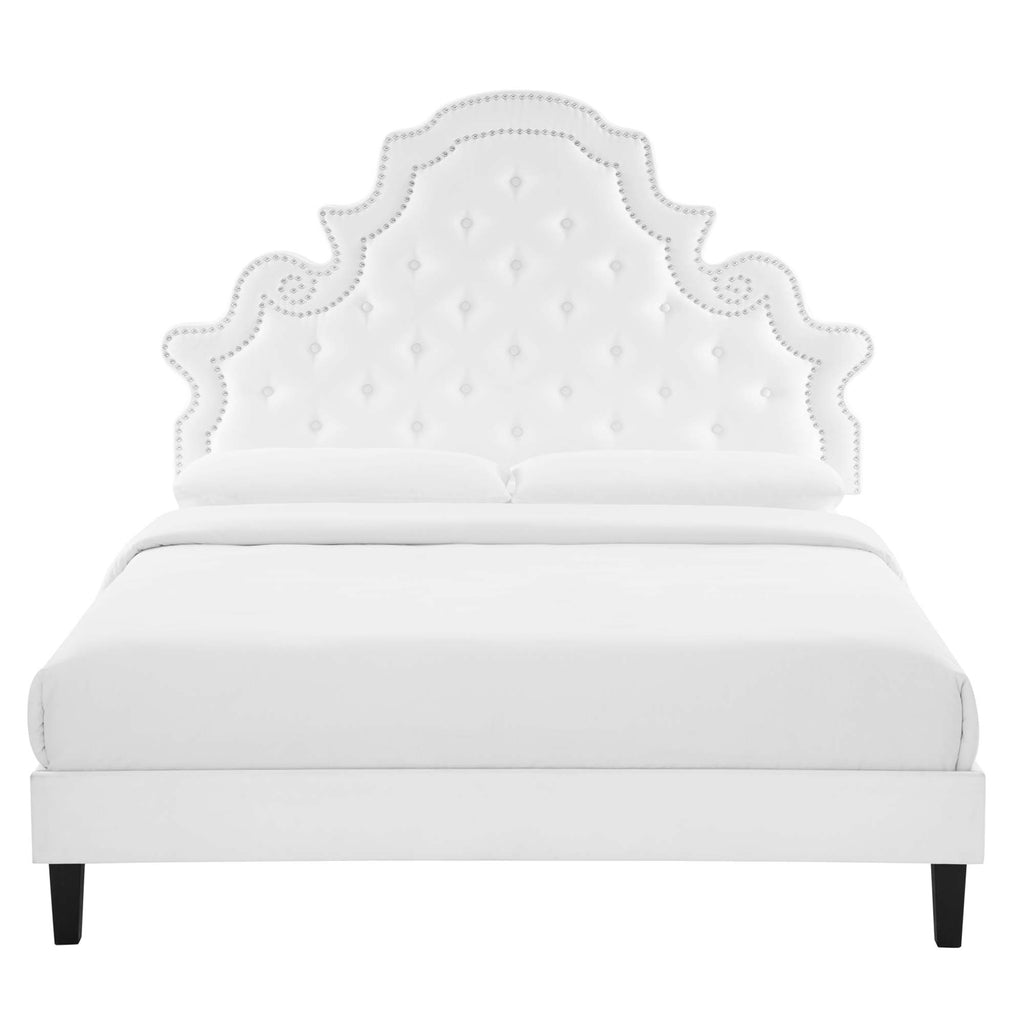 Gwyneth Tufted Performance Velvet Twin Platform Bed - White