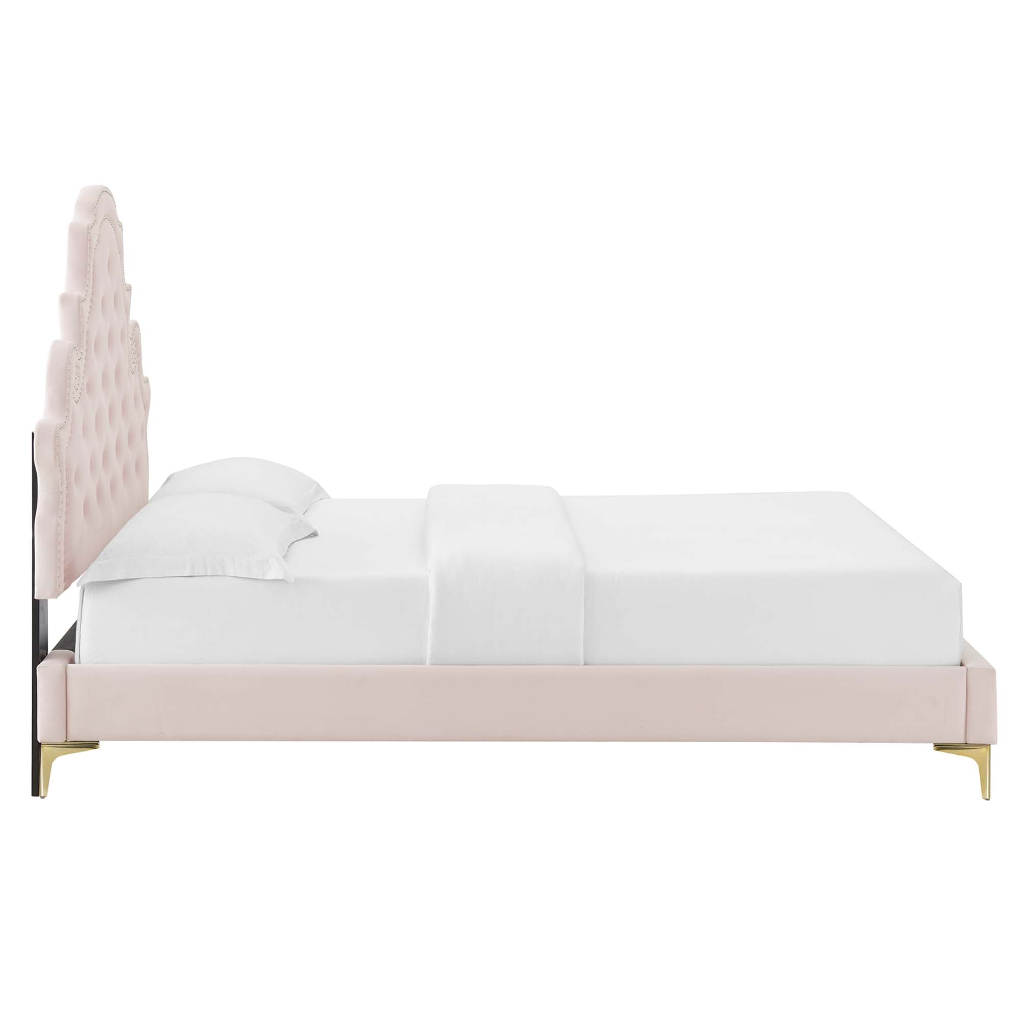 Gwyneth Tufted Performance Velvet Full Platform Bed - Pink (MOD-6757-PNK)