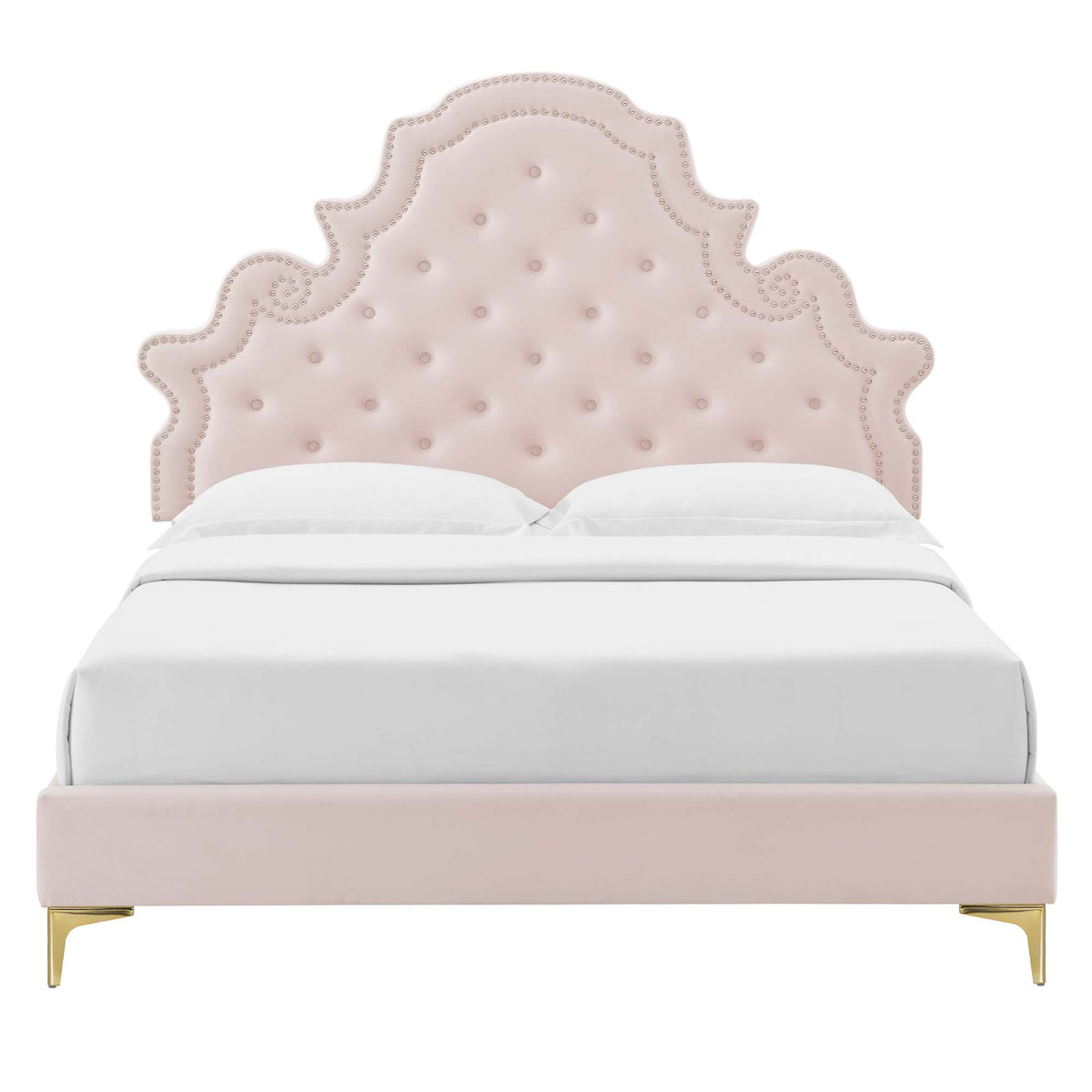 Gwyneth Tufted Performance Velvet Full Platform Bed - Pink (MOD-6757-PNK)