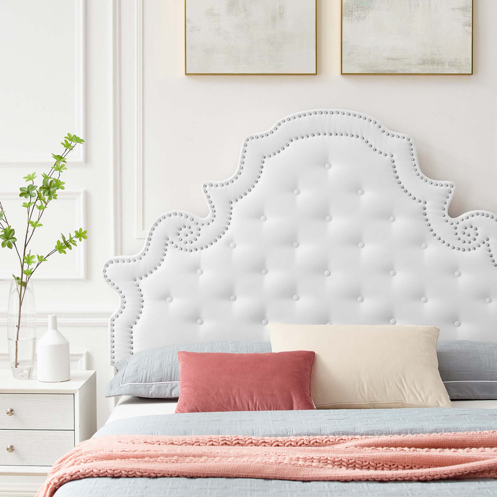 Gwyneth Tufted Performance Velvet Full Platform Bed - White (MOD-6757-WHI)
