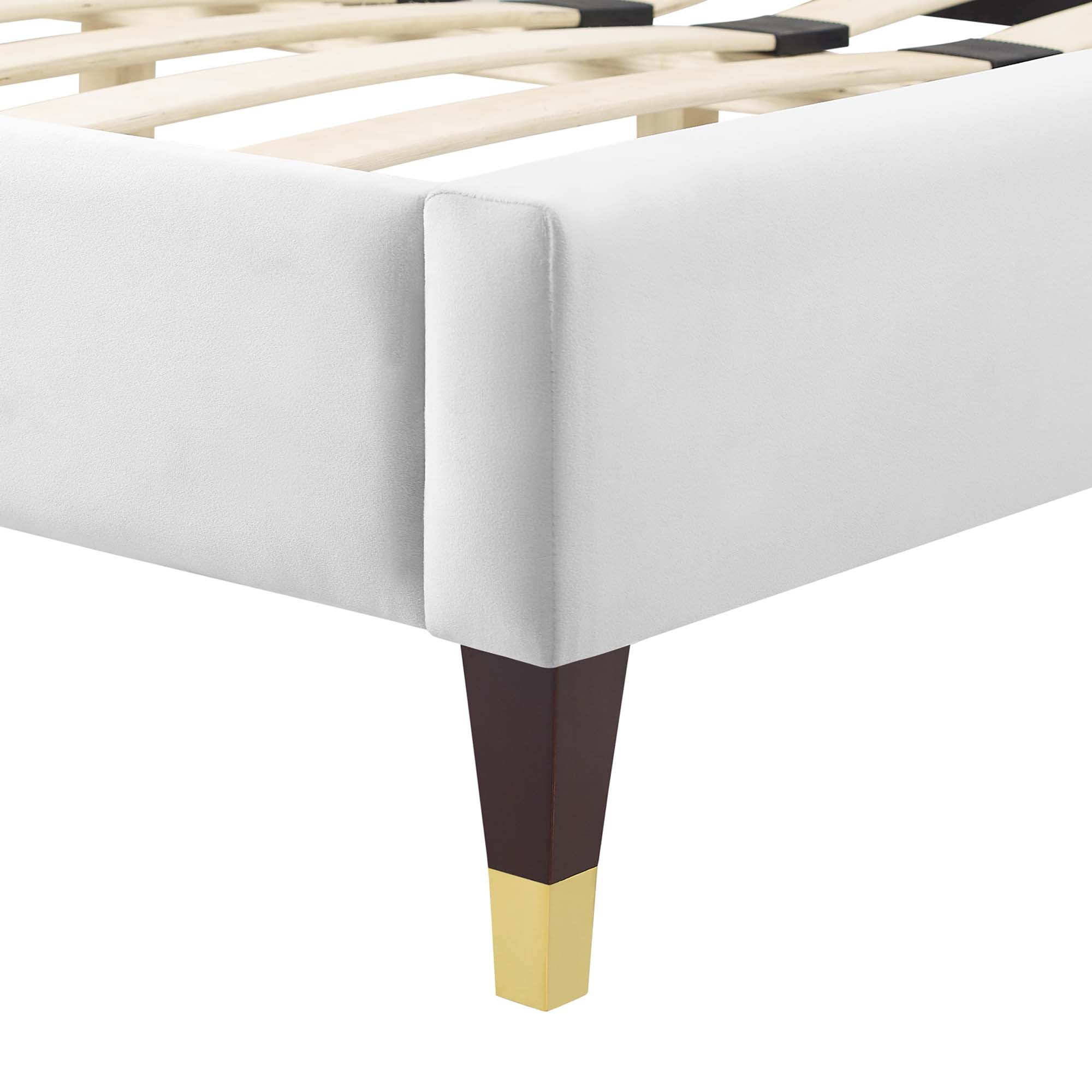 Gwyneth Tufted Performance Velvet Full Platform Bed - White (MOD-6758-WHI)