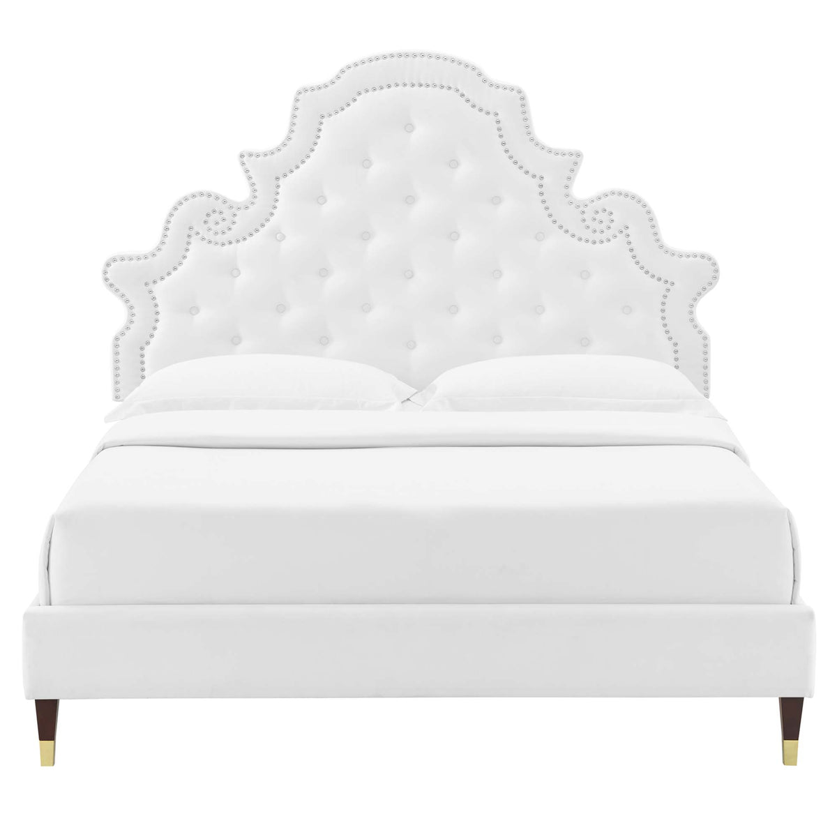 Gwyneth Tufted Performance Velvet Full Platform Bed - White (MOD-6758-WHI)