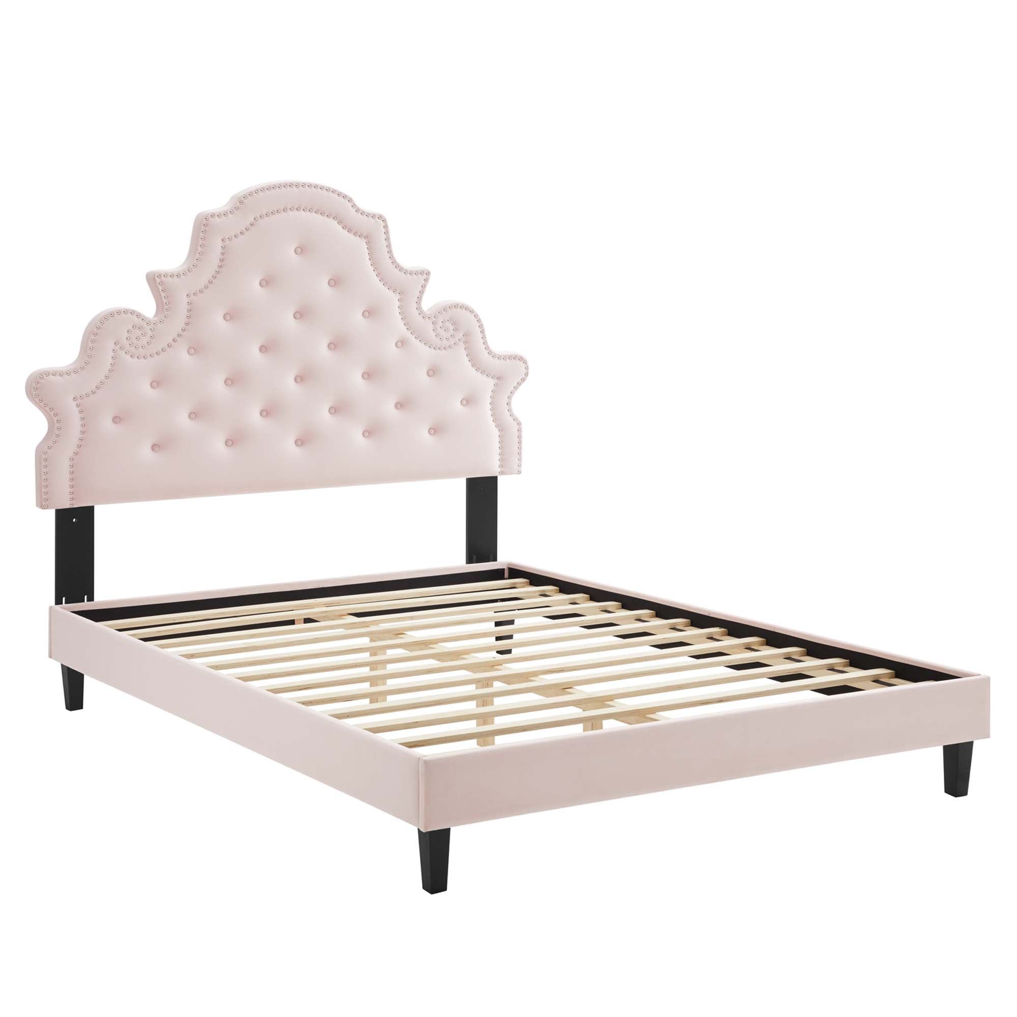 Gwyneth Tufted Performance Velvet Full Platform Bed - Pink (MOD-6759-PNK)