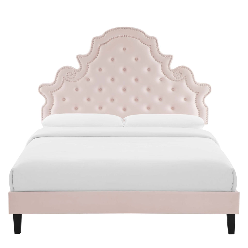 Gwyneth Tufted Performance Velvet Full Platform Bed - Pink (MOD-6759-PNK)