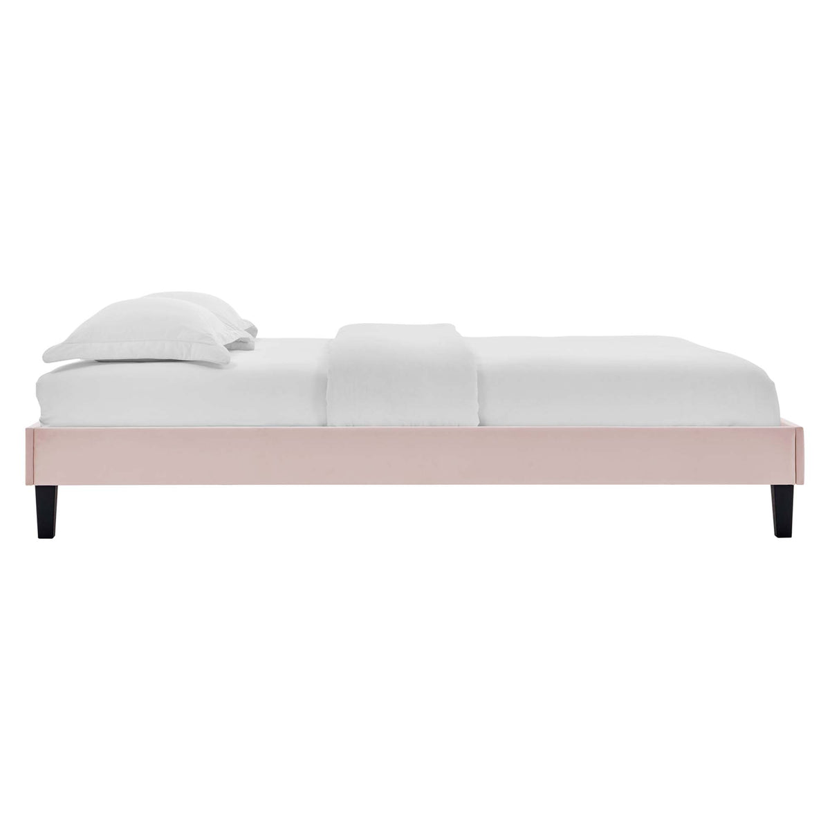 Amber Performance Velvet Queen Platform Bed - Pink (MOD-6777-PNK)