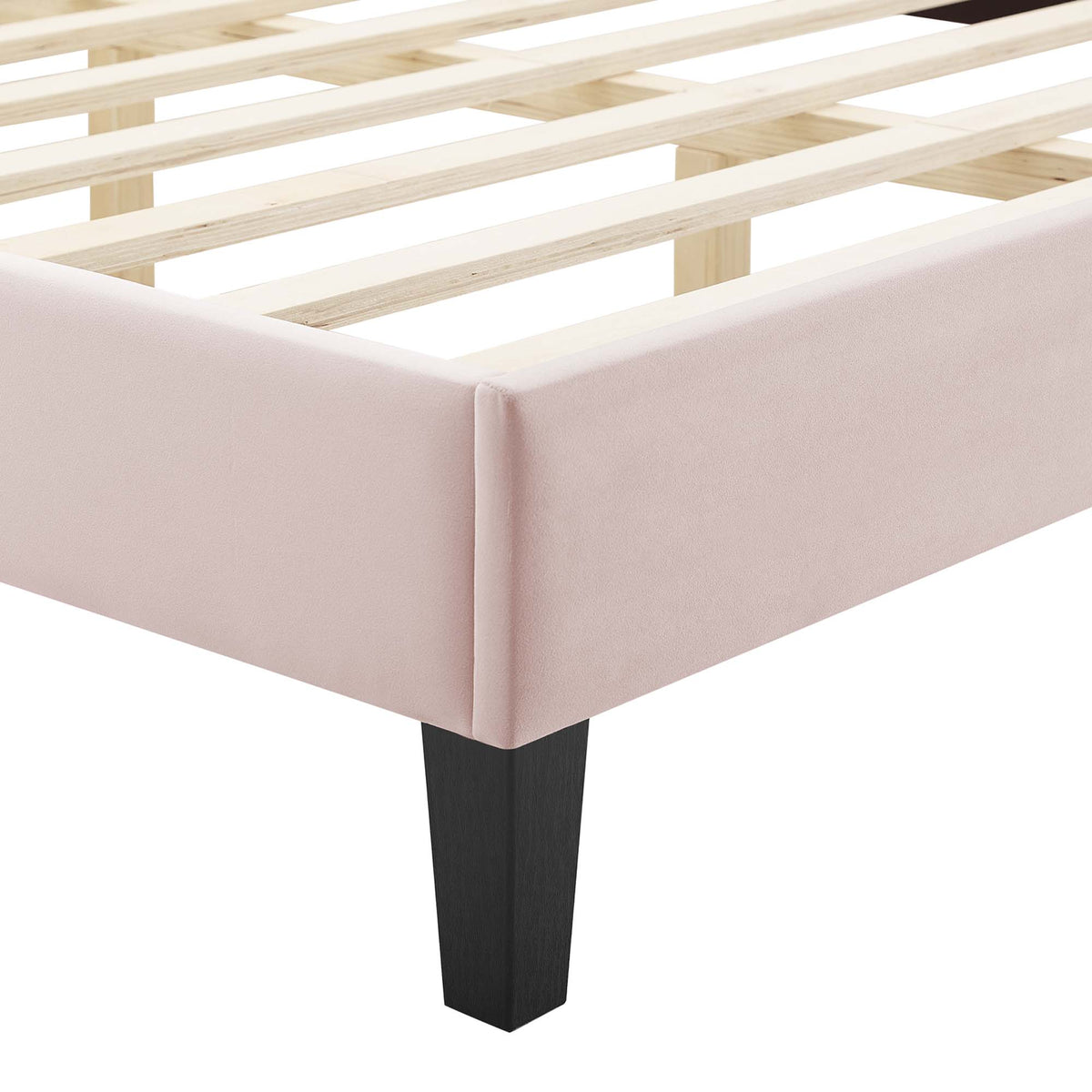 Amber Performance Velvet Queen Platform Bed - Pink (MOD-6777-PNK)
