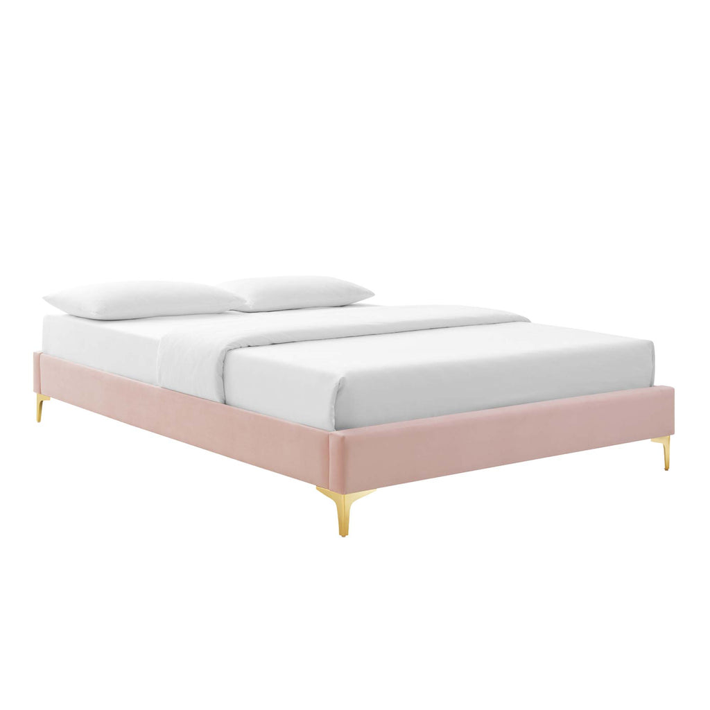 Amber Tufted Performance Velvet Twin Platform Bed - Pink