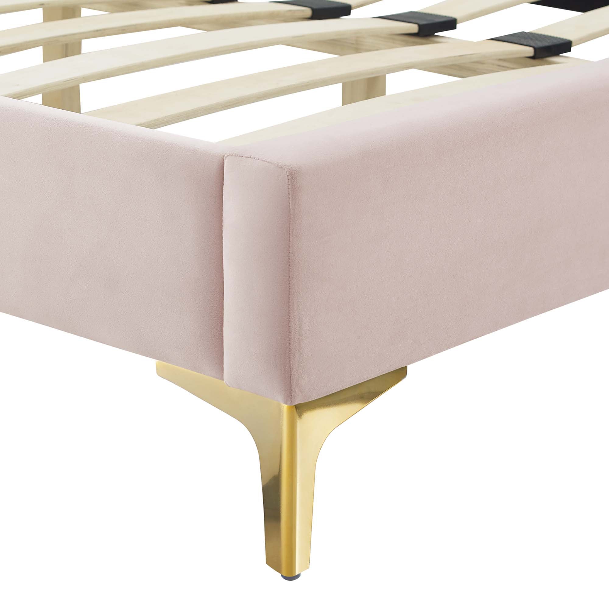 Amber Tufted Performance Velvet Twin Platform Bed - Pink