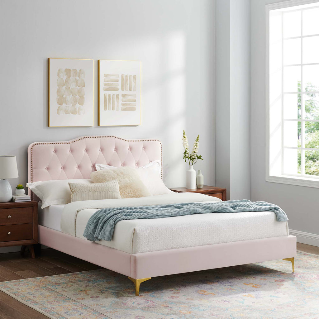 Amber Full Platform Bed - Pink