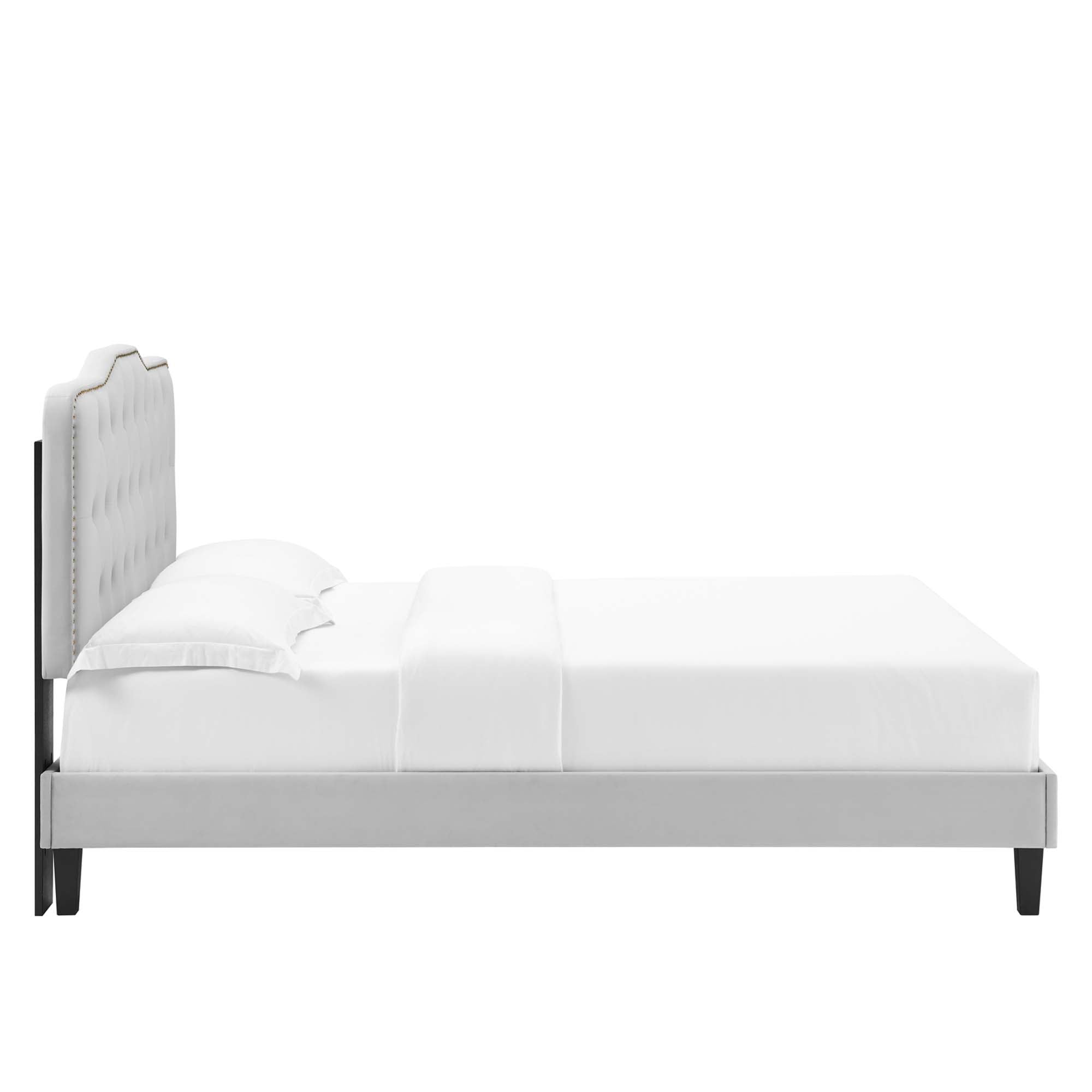 Amber Tufted Performance Velvet King Platform Bed - Light Gray