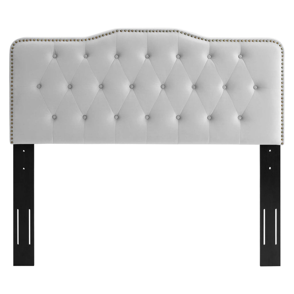 Amber Tufted Performance Velvet King Platform Bed - Light Gray