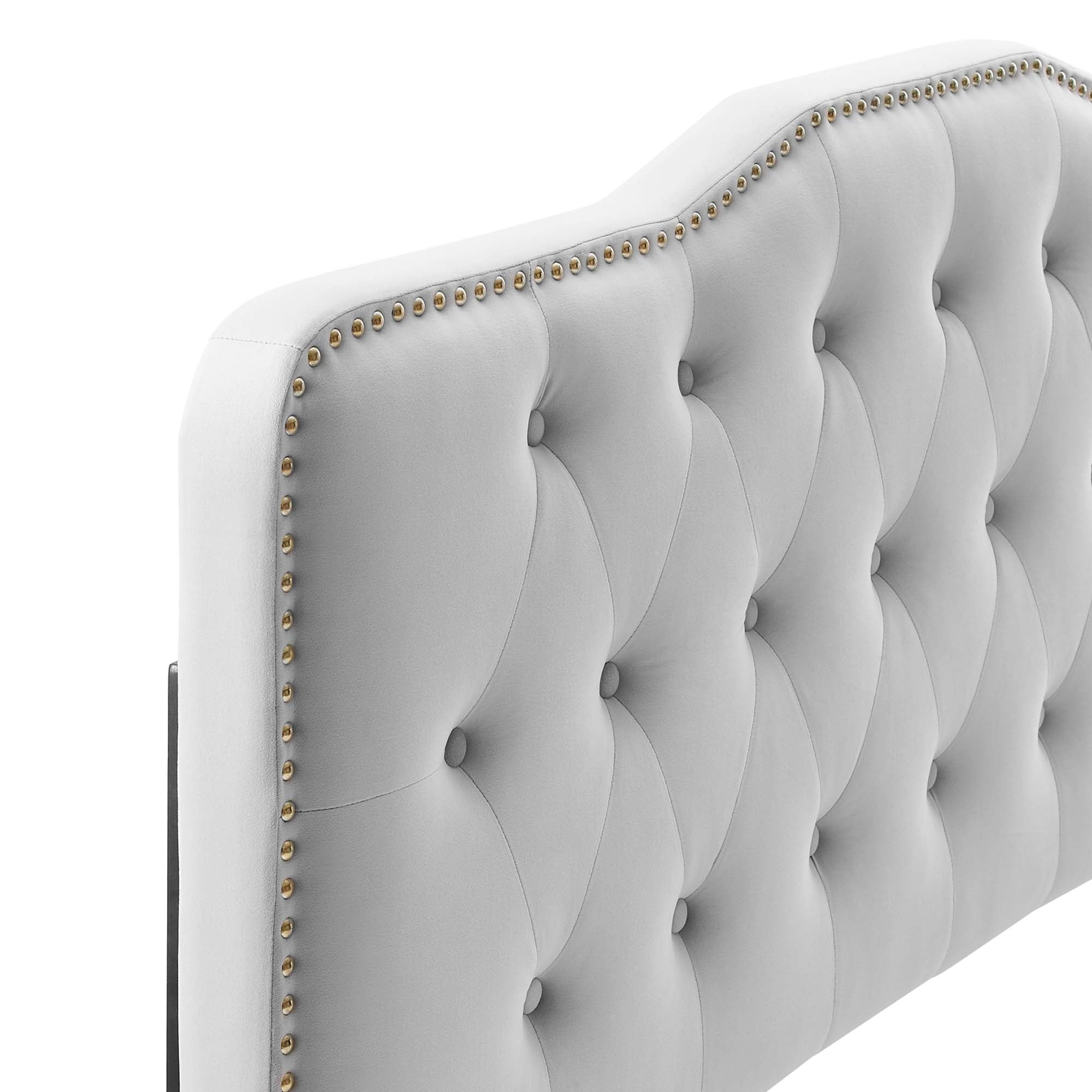 Amber Tufted Performance Velvet King Platform Bed - Light Gray