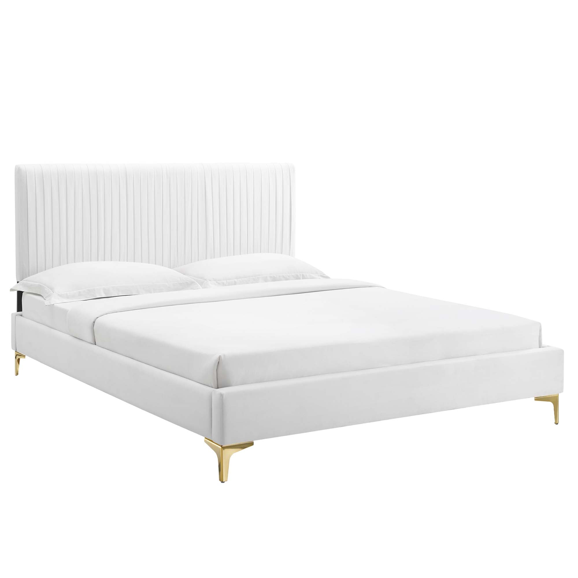 Peyton Performance Velvet Full Platform Bed - White (MOD-6868-WHI)