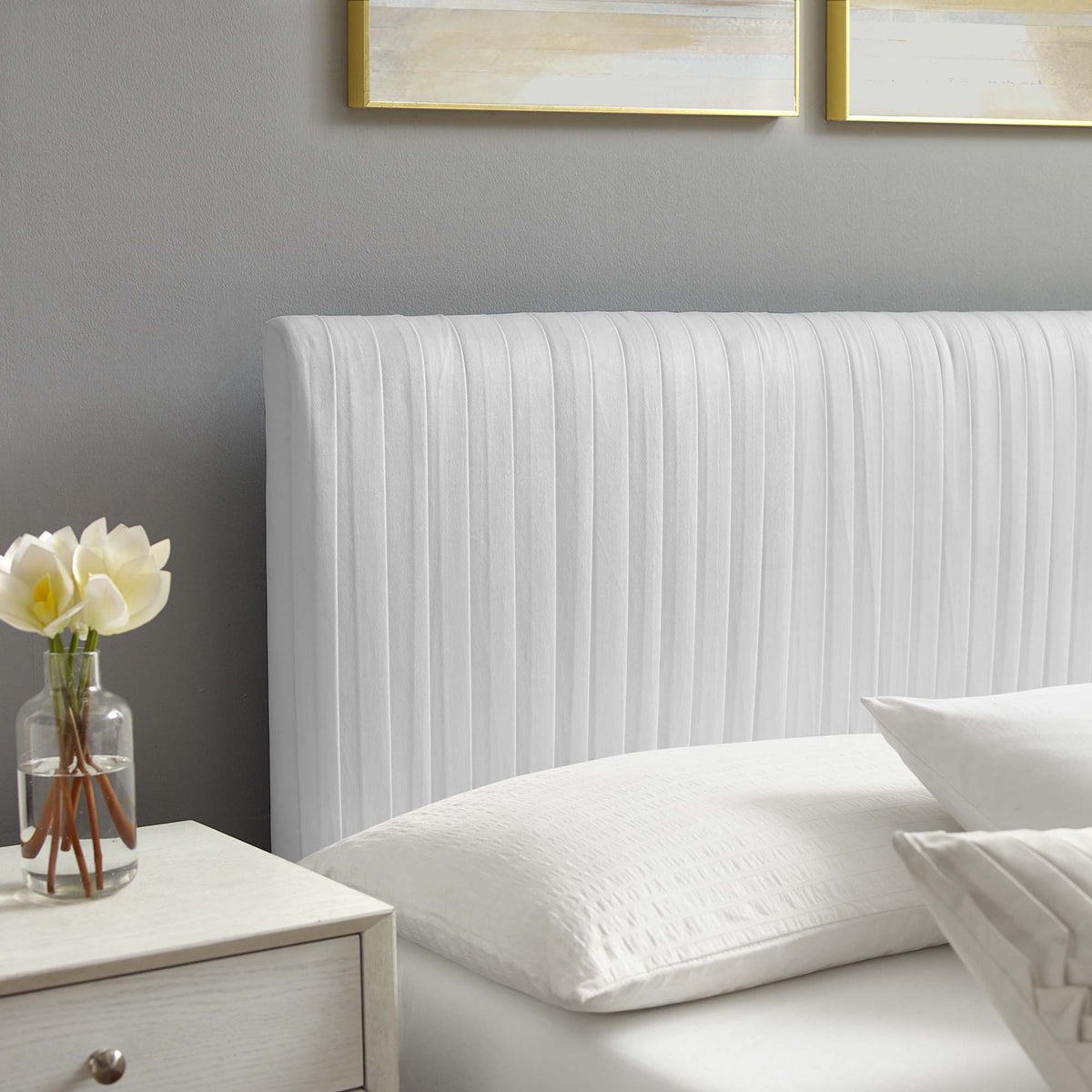 Peyton Performance Velvet Full Platform Bed - White (MOD-6868-WHI)