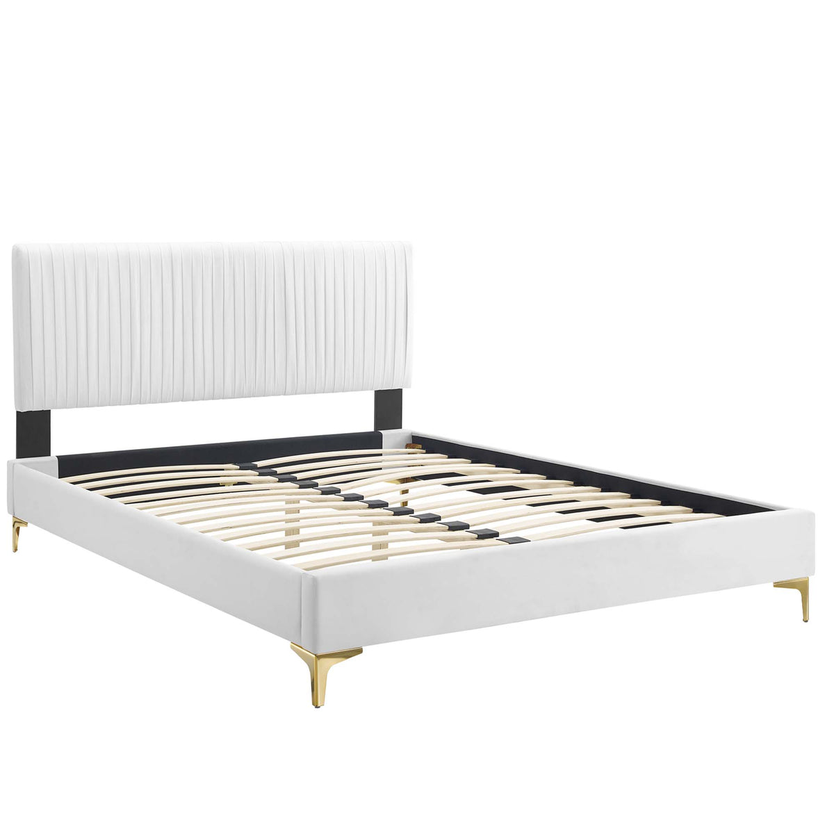 Peyton Performance Velvet Full Platform Bed - White (MOD-6868-WHI)