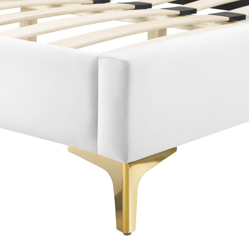 Peyton Performance Velvet Full Platform Bed - White (MOD-6868-WHI)