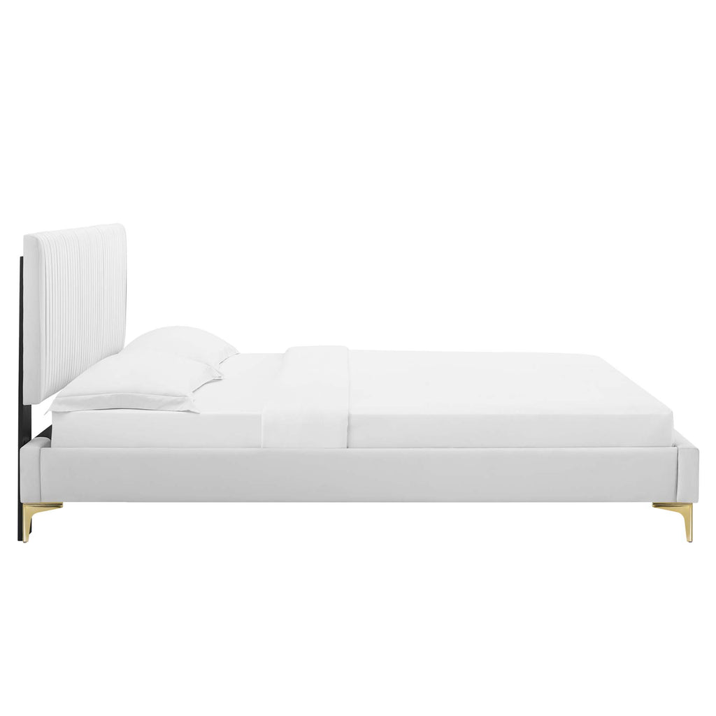 Peyton Performance Velvet Full Platform Bed - White (MOD-6868-WHI)