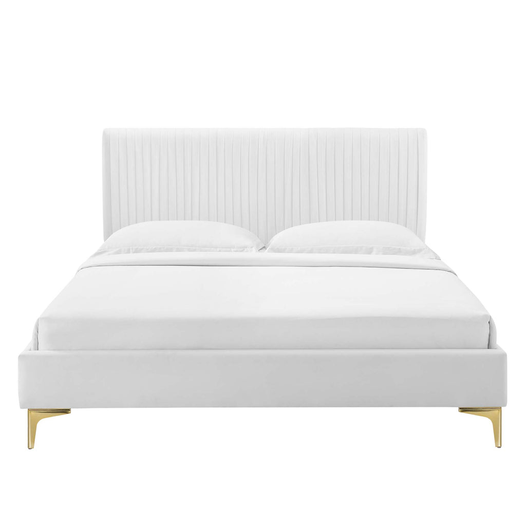 Peyton Performance Velvet Full Platform Bed - White (MOD-6868-WHI)