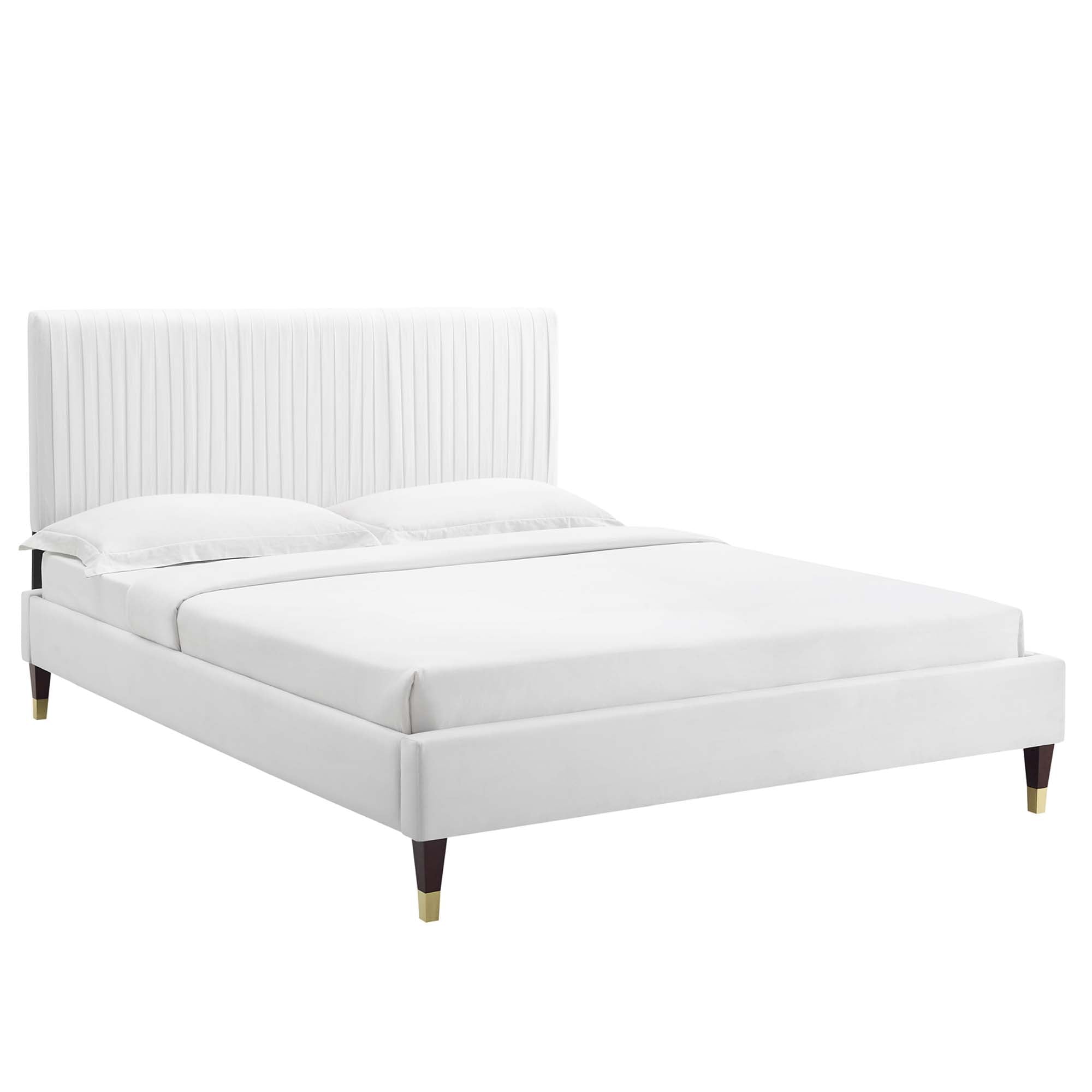 Peyton Performance Velvet Full Platform Bed - White (MOD-6869-WHI)