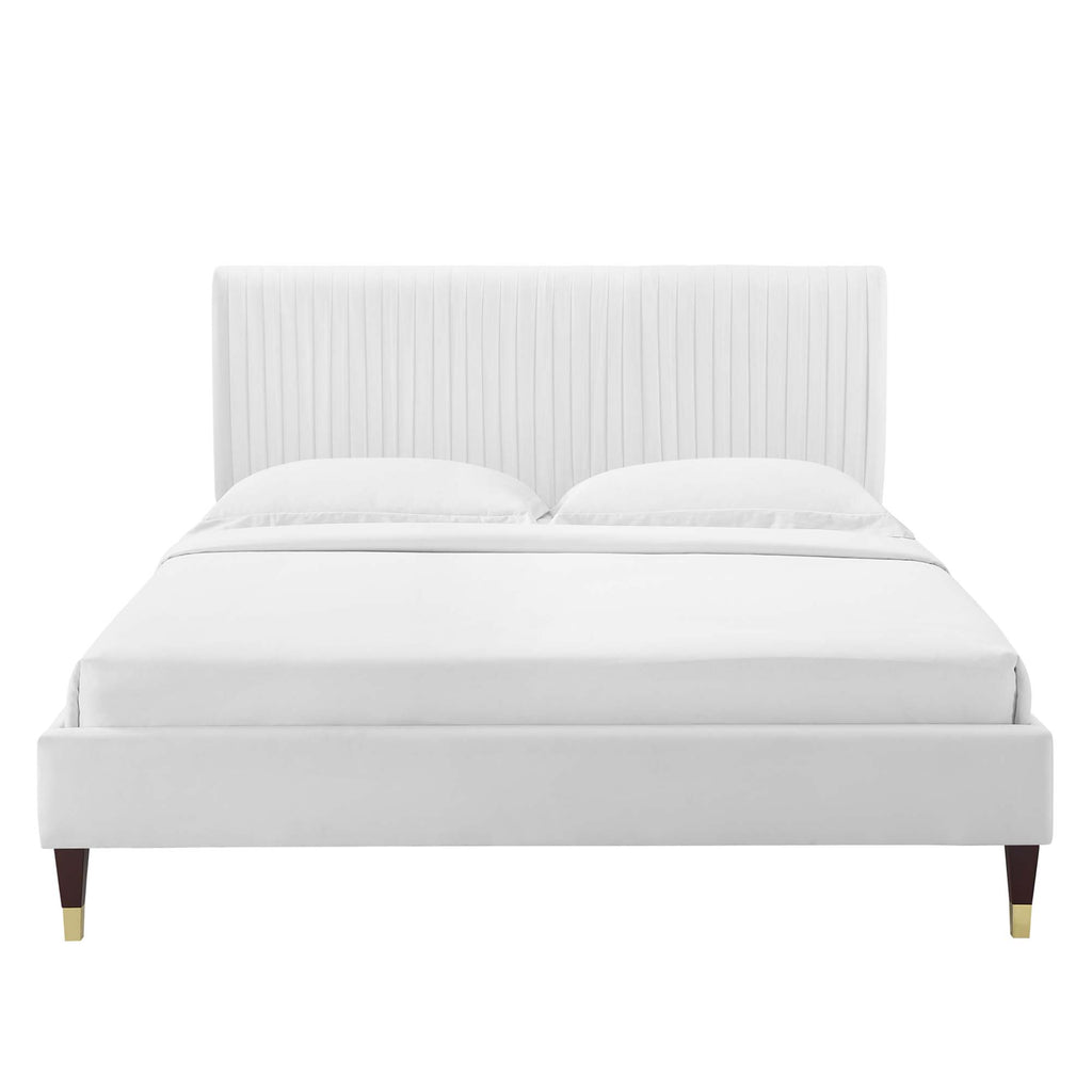 Peyton Performance Velvet Full Platform Bed - White (MOD-6869-WHI)