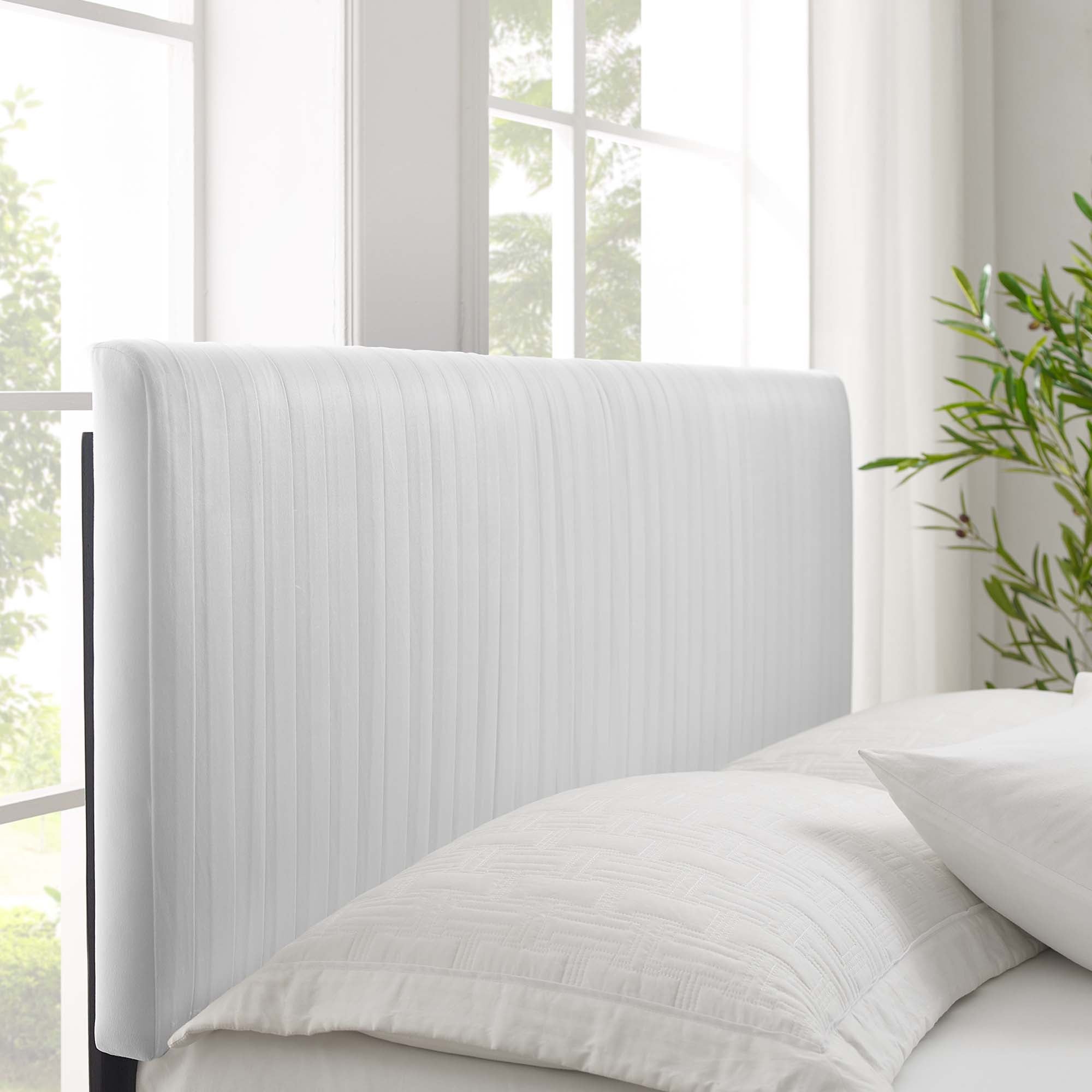Peyton Performance Velvet Full Platform Bed - White (MOD-6870-WHI)
