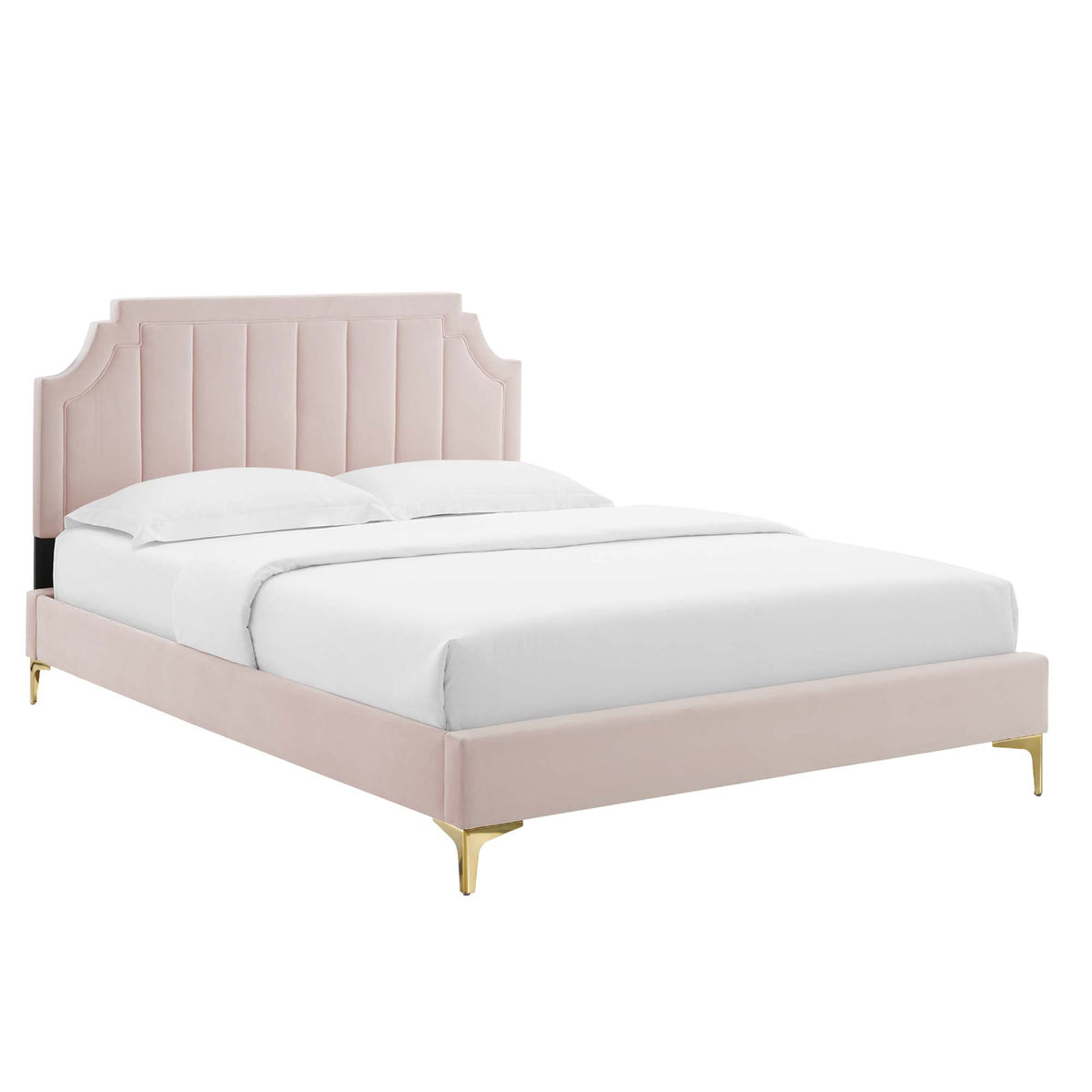 Sienna Performance Velvet Twin Platform Bed - Pink (MOD-6906-PNK)