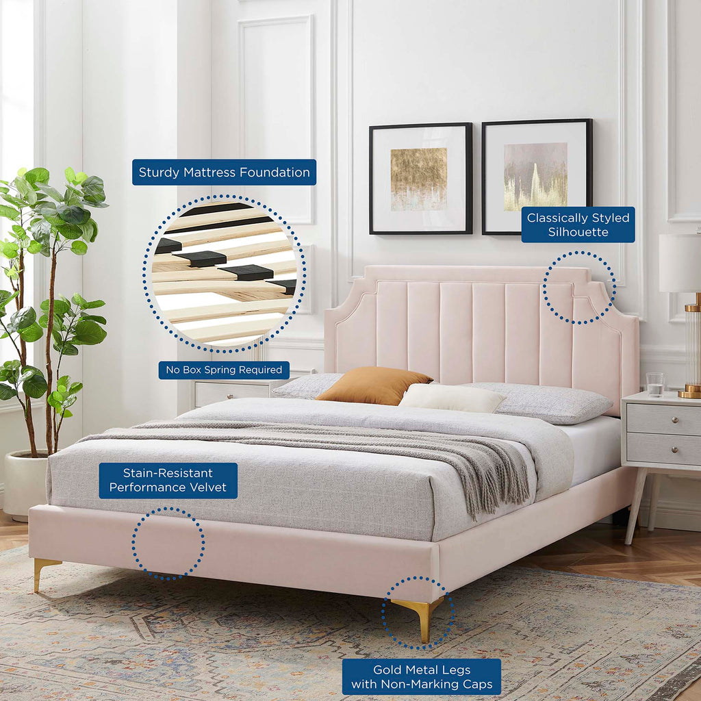Sienna Performance Velvet Twin Platform Bed - Pink (MOD-6906-PNK)