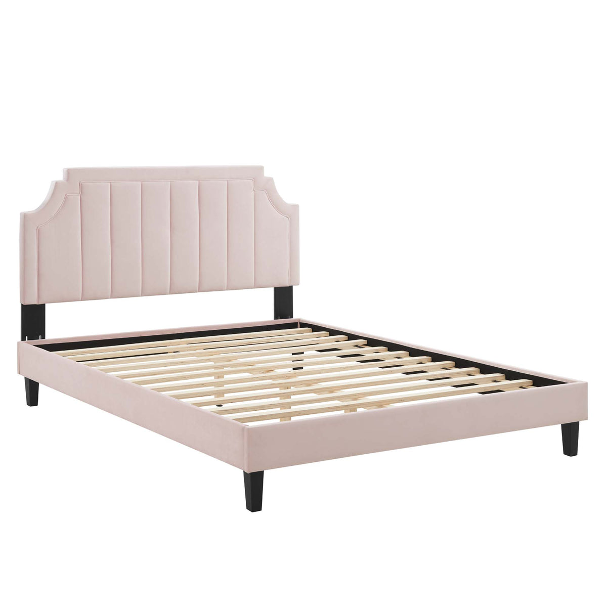 Sienna Performance Velvet Twin Platform Bed - Pink (MOD-6908-PNK)